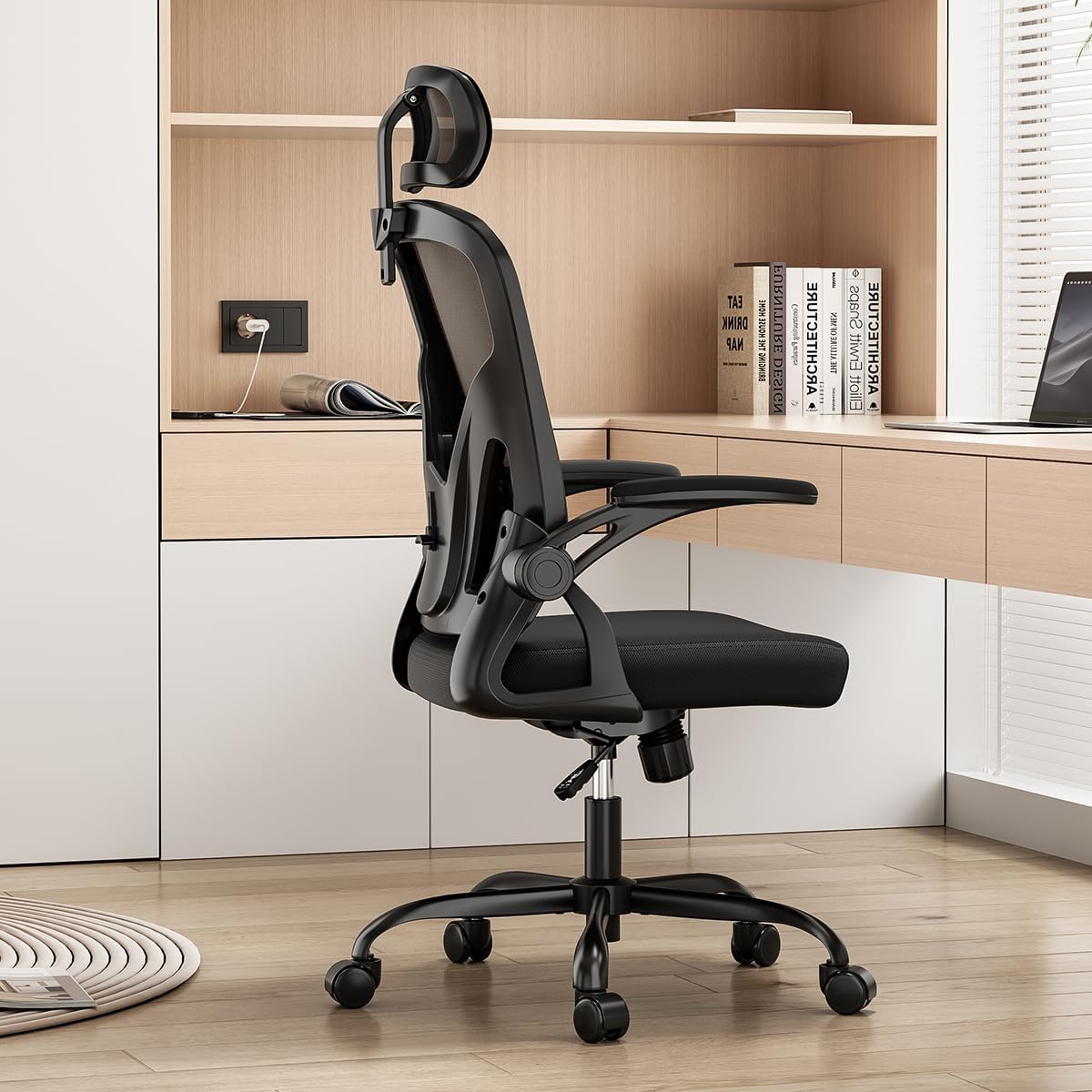 Farini Höhenverstellbarer ergonomischer Stuhl, Schreibtischstuhl, Bürostuhl, bequem mit Kopfstütze, Heimbürostuhl, Computerstühle, Chefsessel mit Armlehne, 150 kg, PC-Stuhl mit Rollen – Bild 8