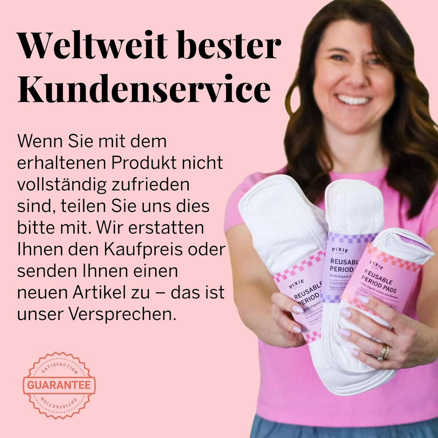 Pixie Baumwoll-Stoffeinlagen, 100 % wiederverwendbare Bio-Baumwolle, Platz 1 für weichste Menstruationseinlagen, maschinenwaschbar, inklusive Nassbeutel (normal, 5er-Pack) – Bild 9