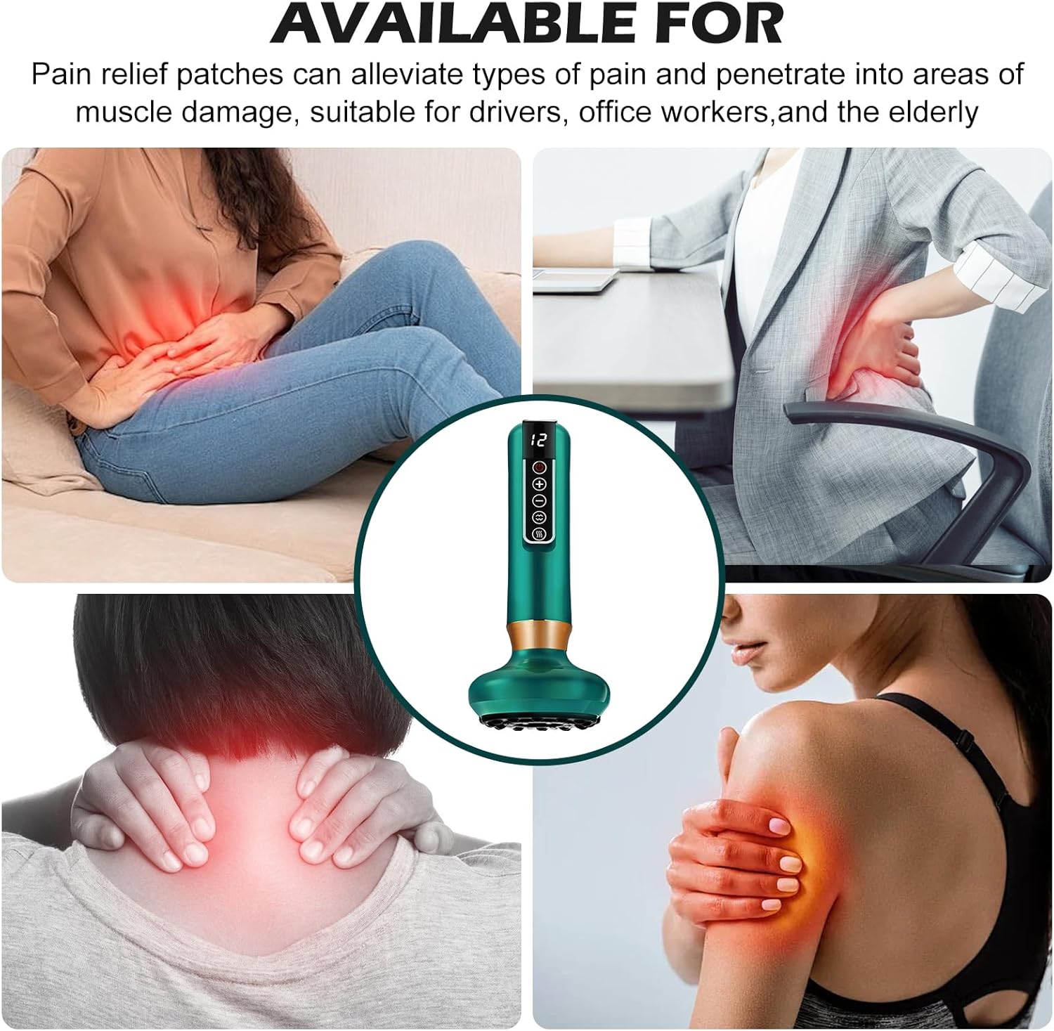 Körpermassagegerät mit Vibration, elektrisches Massagegerät für Arme, Beine, Rücken und Bauch, tragbares Mini-Massagegerät für Zuhause und Reisen – Grün – Bild 7