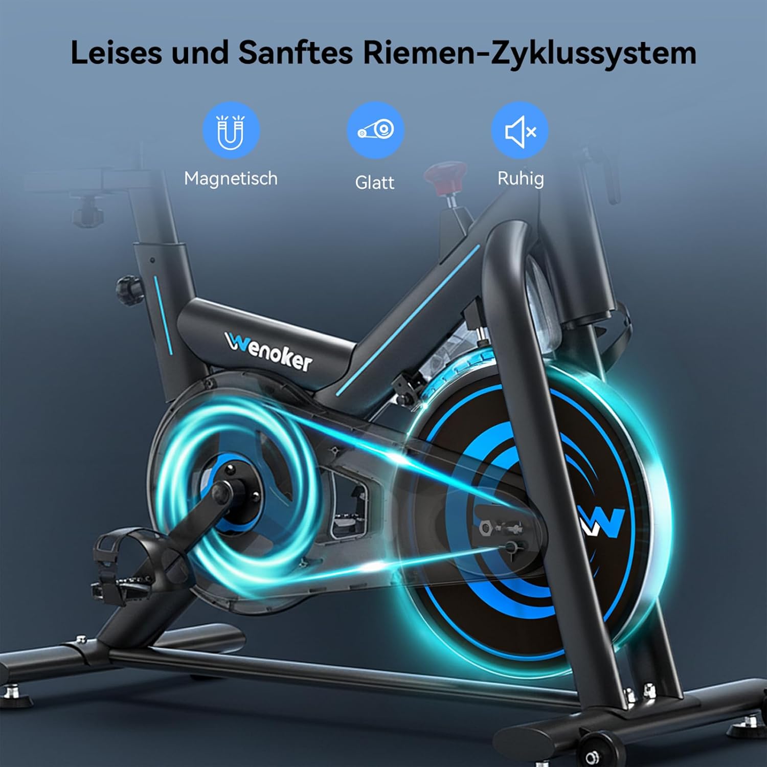 Wenoker Heimtrainer Fahrrad mit App,Leises Ergometer Hometrainer Fahrrad mit Magnetwiderstand,Spinning Bike Indoor Fitnessbikes für Kardio-Training zu Hause,Bis 160KG – Bild 2