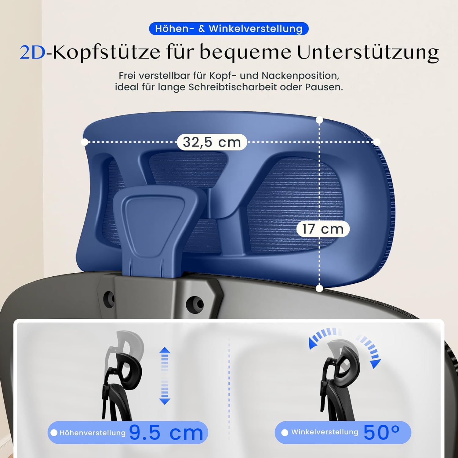 FLEXISPOT Ergonomischer Bürostuhl, Schreibtischstuhl mit 2D-Kopfstütze, klappbaren Armlehnen & dynamischer Lordosenstütze, Stuhl mit 120°-Wippfunktion für Home Office, Arbeitszimmer, Büro (Schwarz) – Bild 5