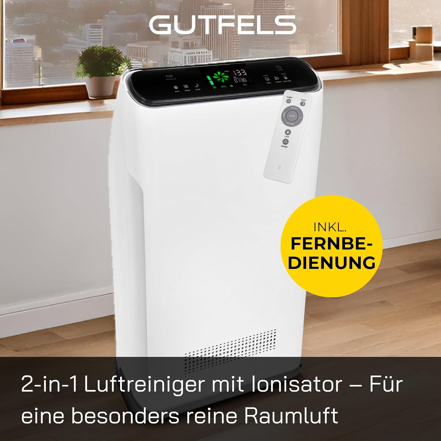 Luftreiniger mit HEPA 13 Filter, 7-fach Filterung gegen Zigarettenrauch & Feinstaub, Ionisator, UV, Fernbedienung, bis 40 m², LR 67014 we – Bild 3