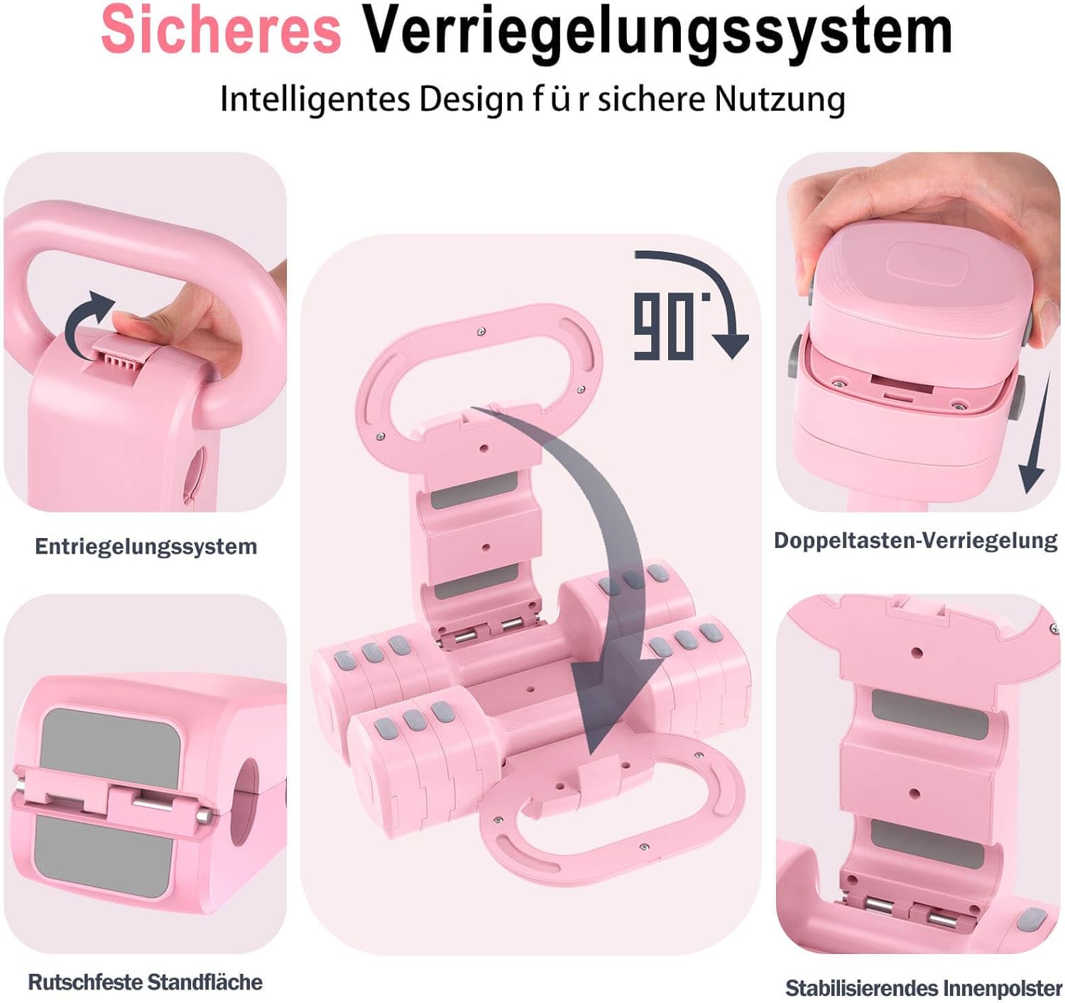 2-in-1 verstellbares Kurzhantel- und Kettlebell-Set für Damen, 4 Stufen (1–2,5 kg), Kurzhantel-Hantel-Set, verstellbar, Krafttrainingsgerät für Ganzkörpertraining – Bild 4