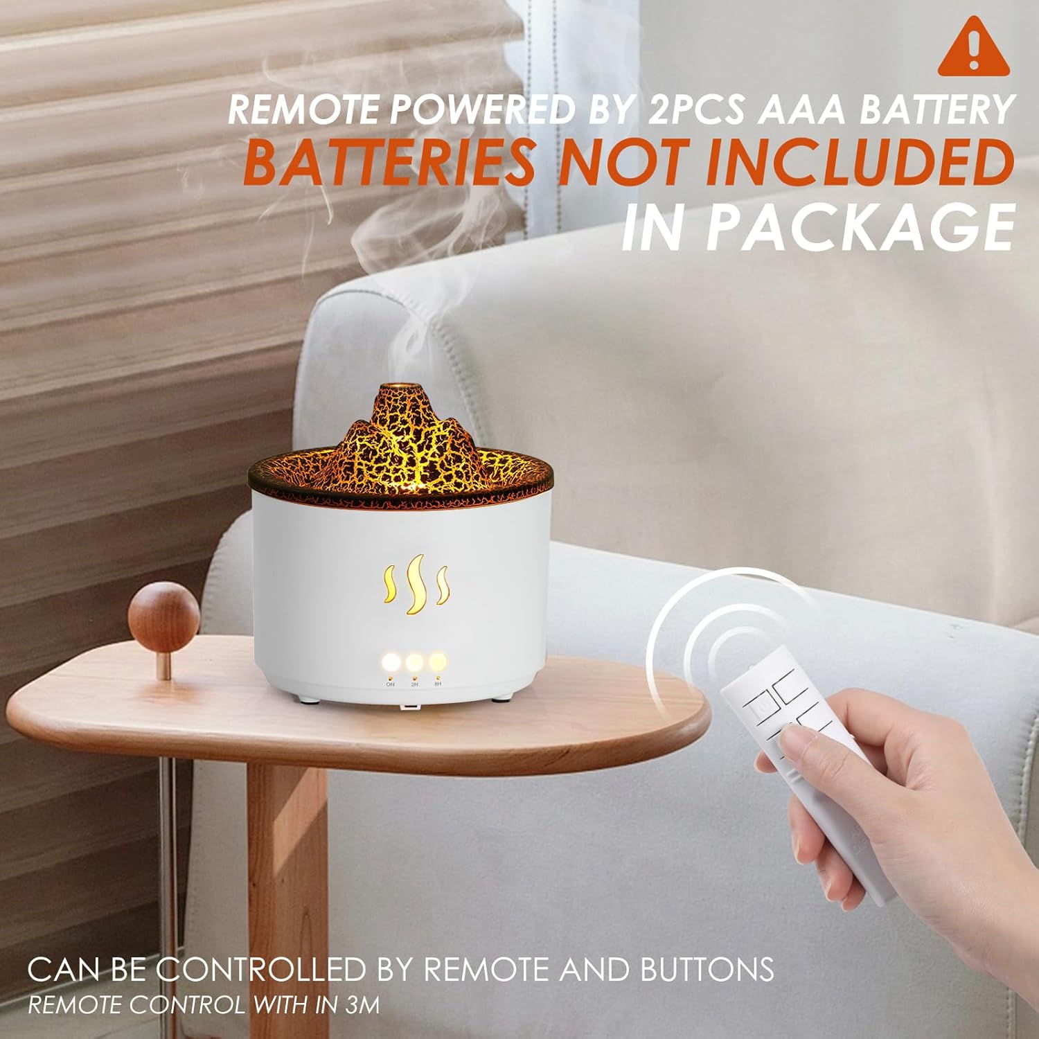 Simpeak 400 ml Aromadiffusor für Duftöle, Ultraschall-Raumdiffusor Holz für ätherische Öle mit LED-Licht, Aromatherapie-Düfte Luftbefeuchter mit Fernbedienung für Wohnzimmer, Büro, Spa, Weiß – Bild 2
