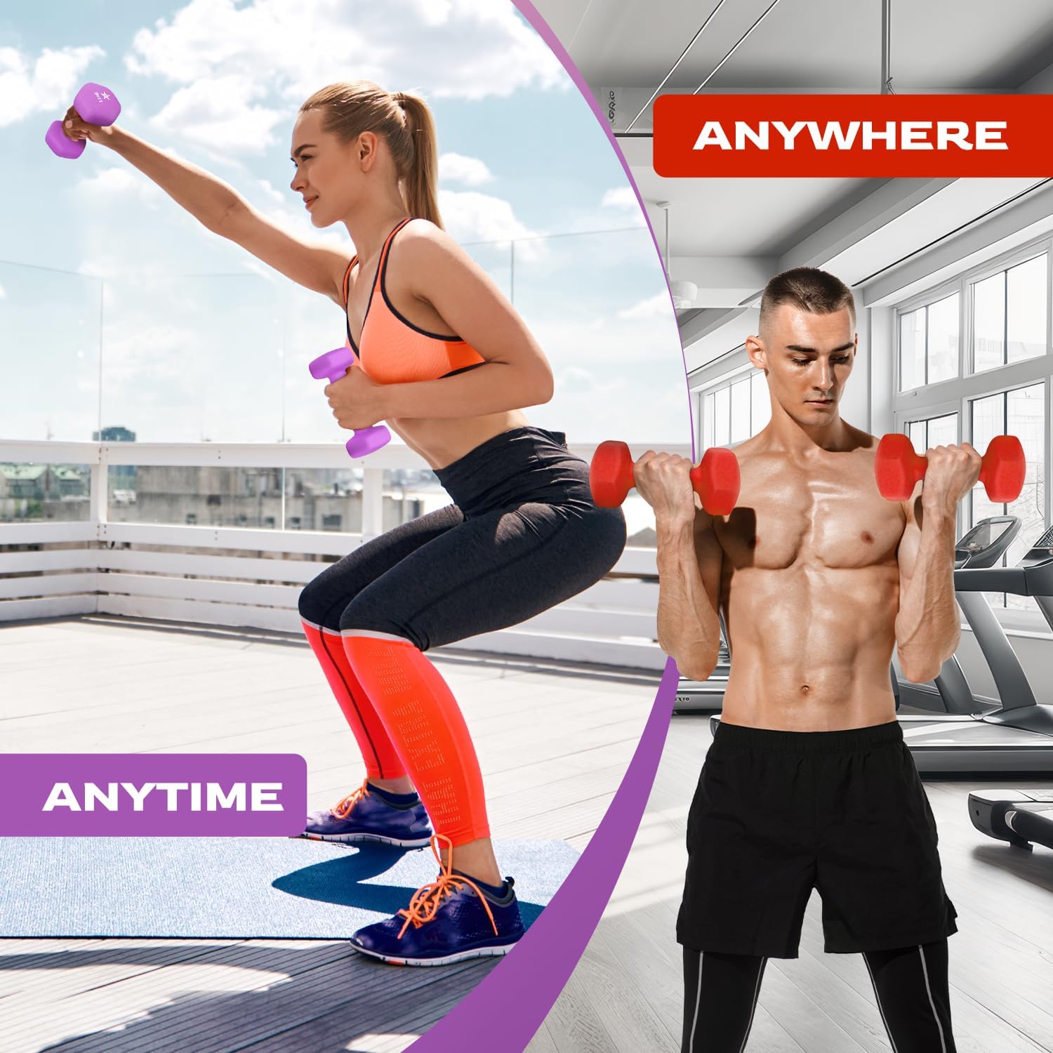 Yes4All Hex Neopren-Hanteln-Set, Gewichte für Krafttraining, Yoga, Pilates – Hanteln-Set mit 2 Hanteln, Set für Damen und Herren – Bild 4