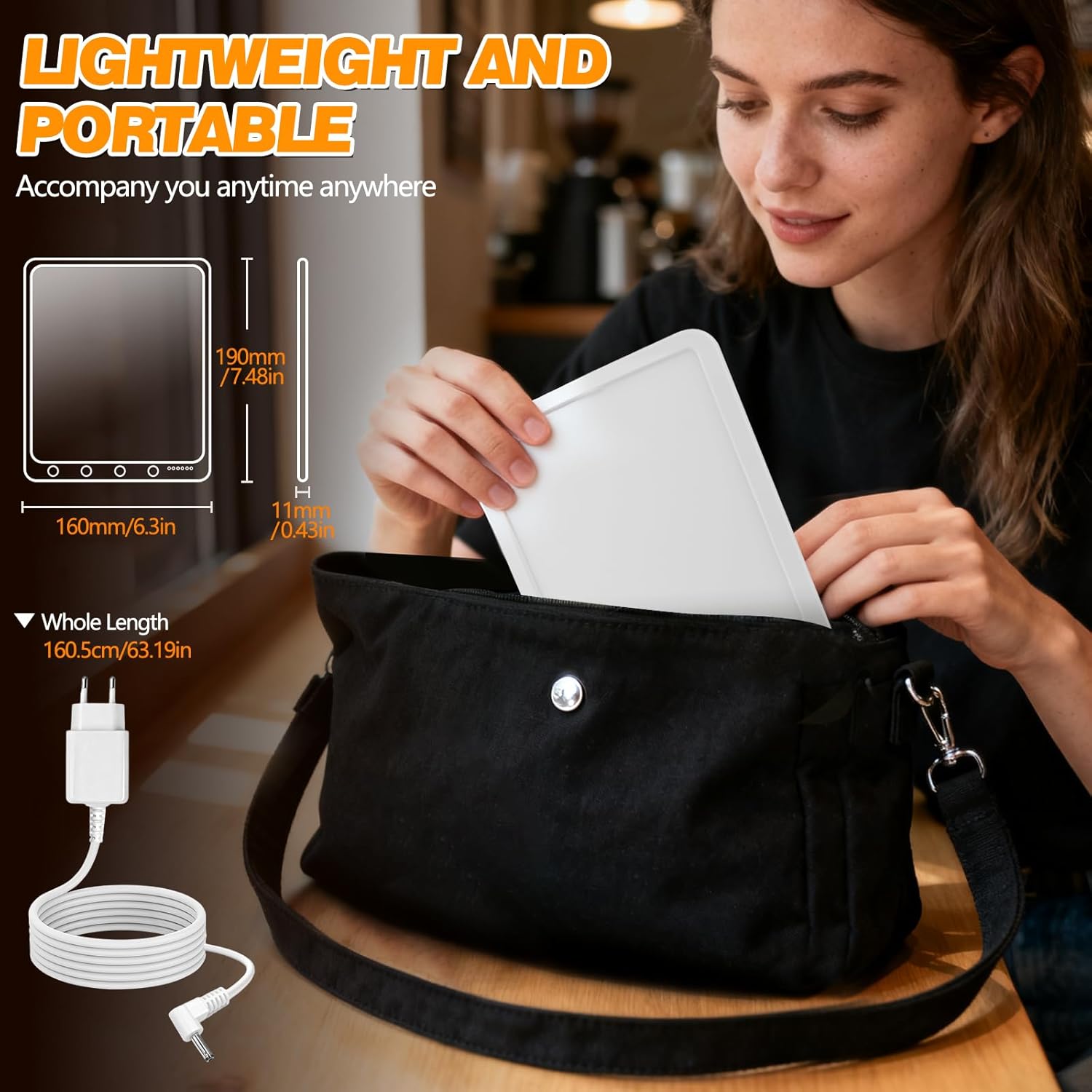 Tageslichtlampe, 15.000 Lux, dimmbar, UV-freie LED-Lichttherapielampe, 6 Timer, 180°-Halterung, Touch-Steuerung, Sonnenlichtlampe für Depressionen, Vollspektrumlampe für Zuhause/Büro – Bild 6