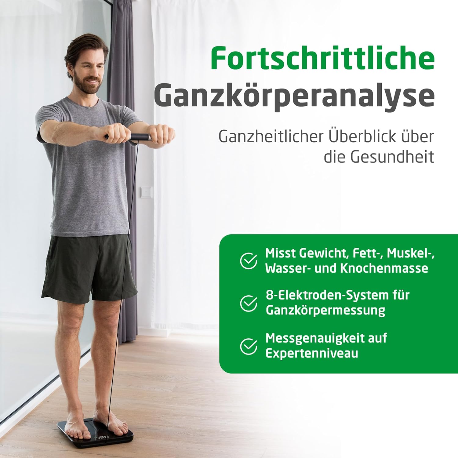 medisana BS 850 connect Körperanalysewaage mit Handsensoren, Körperwaage mit 8 Elektroden, Messung von Gewicht, Körperfett, Muskelmasse etc., Personenwaage smart mit App-Anbindung – Bild 2
