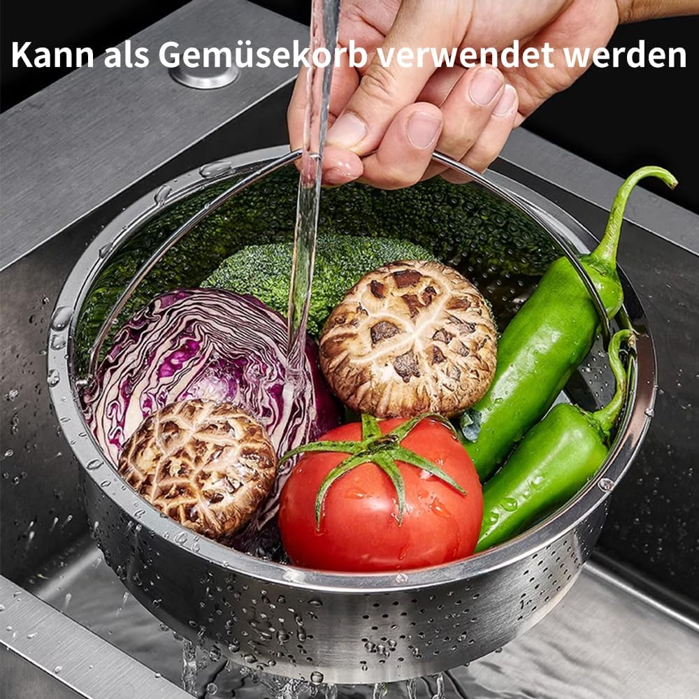 Dampfgareinsatz Edelstahl 304, Dampfgareinsatz für Topf, Dampfgareinsatz für Töpfe für Töpfe, Kochtöpfe, Schnellkochtopf, Dünsten von Gemüse, Früchten, Eiern (22 cm) – Bild 4