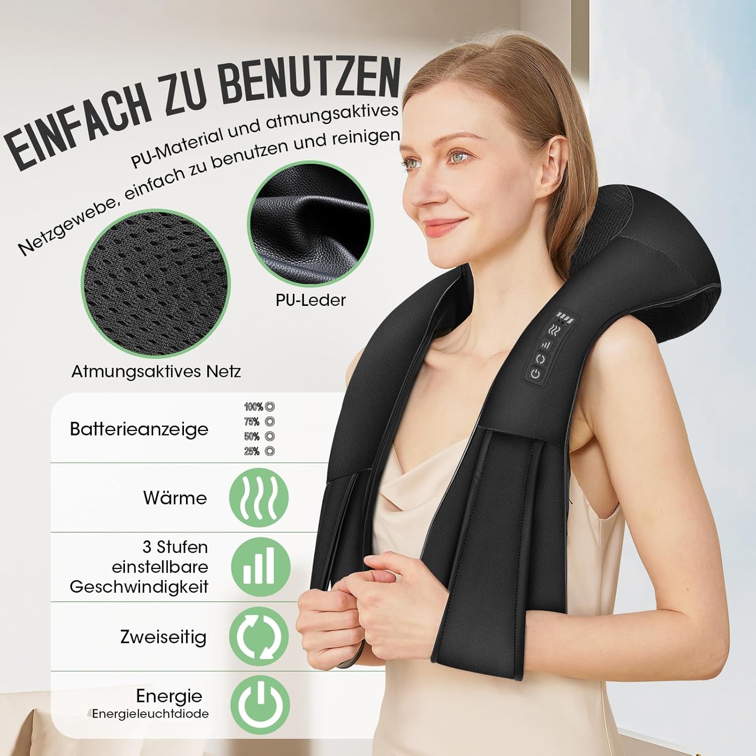 AERLANG 2026 Kabelloses Nackenmassagegerät mit Wärme, Shiatsu-Massagegerät 3D-Tiefenmassage, geeignet zum Massieren von Nacken, Schultern, Rücken usw., bestes Geschenk – Bild 4