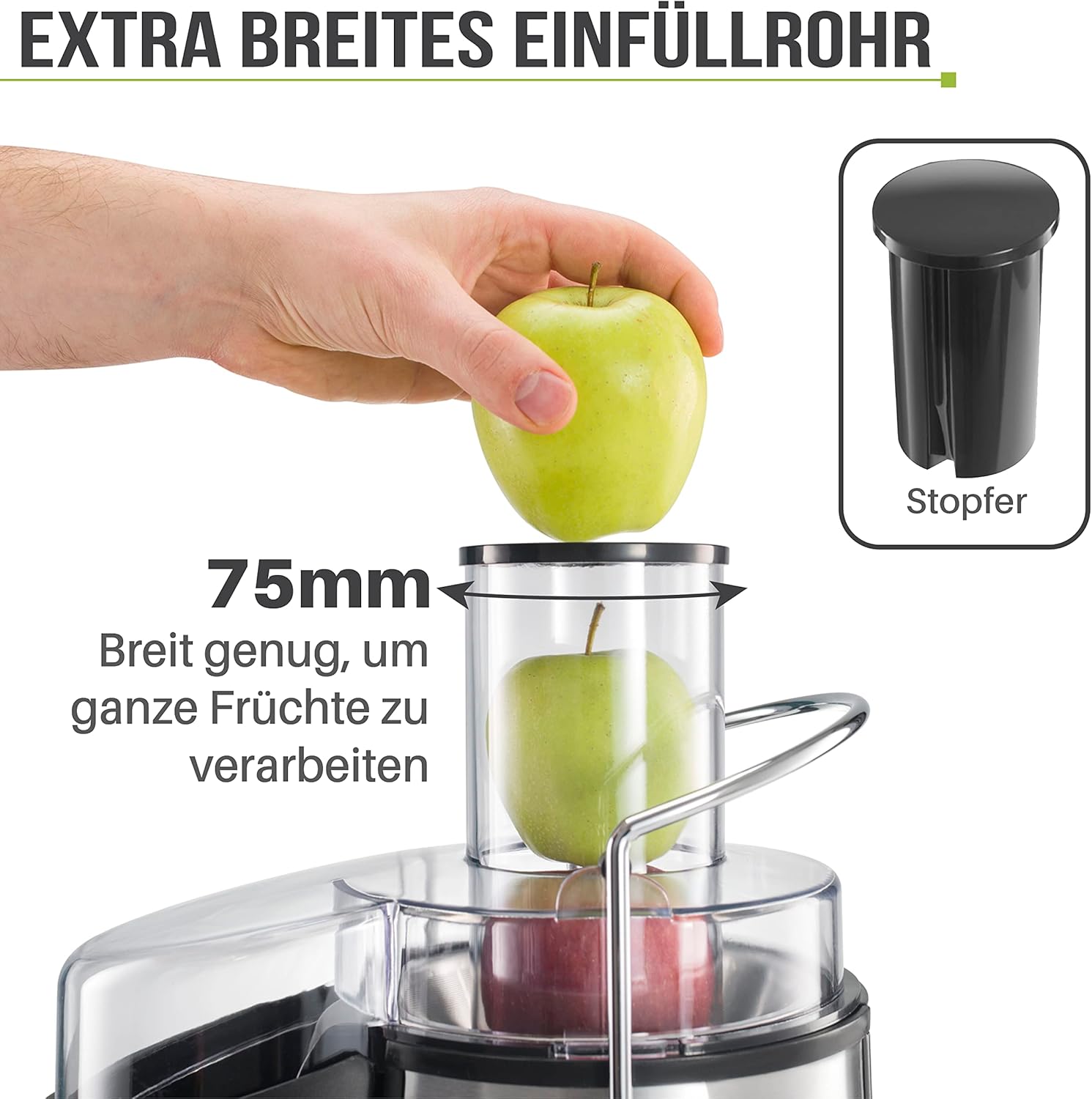 Entsafter für Gemüse und Obst von Twinzee – 850 W Zentrifugal-Entsafter – 2 Geschwindigkeitsstufen, großer Einfüllkanal, rutschfeste Füße – Elektrischer Entsafter, hochwertig für gesunde Ernährung – Bild 4