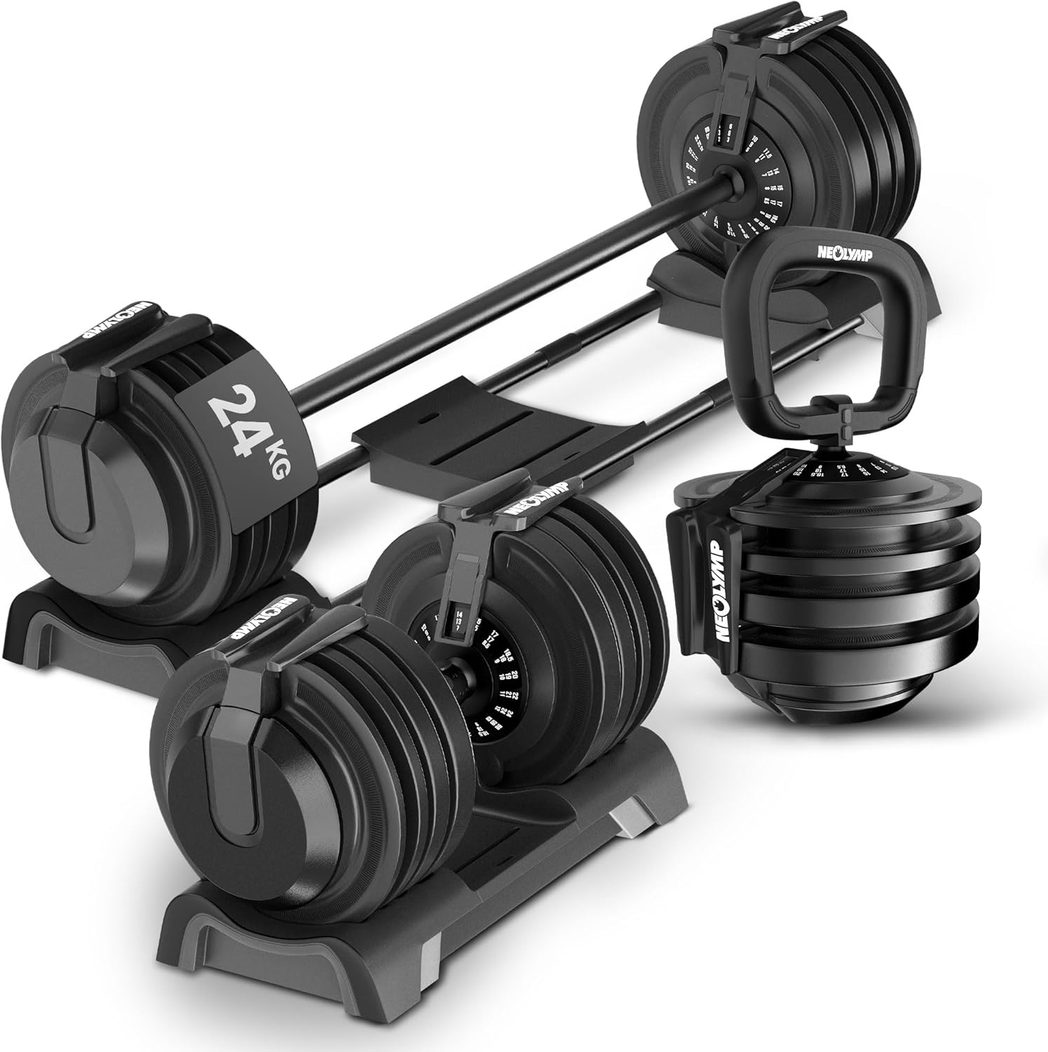 NEOLYMP Hantel verstellbar 40 kg – 12 Gewichtsstufen mit Drehgriff – Hantel ergonomisch, rutschfest und platzsparend – verstellbare Hanteln für Damen und Herren – Hanteln mit Gewichten
