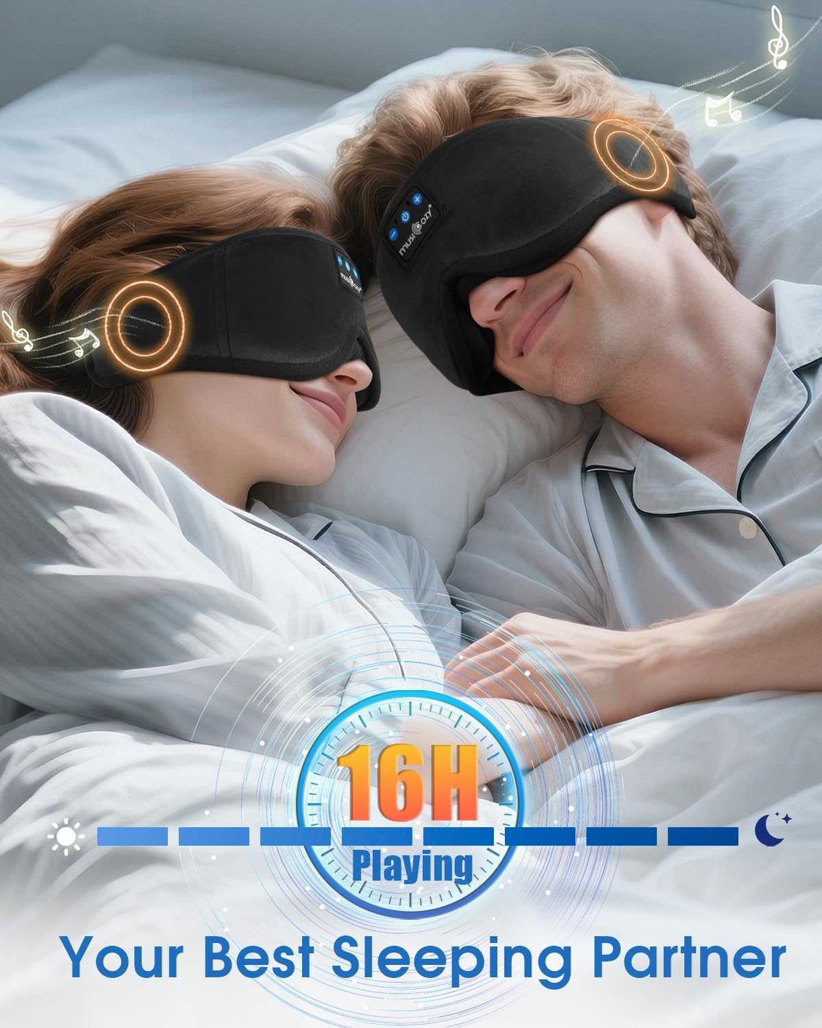 MUSICOZY Schlafkopfhörer, 100 % Verdunkelung, 3D-Schlafmaske mit Kopfhörern zum Schlafen, weiche Schlafkopfhörer mit Bluetooth V5.4 & 16 Stunden Spielzeit für Reisen/Nickerchen/Yoga/Meditation – Bild 4