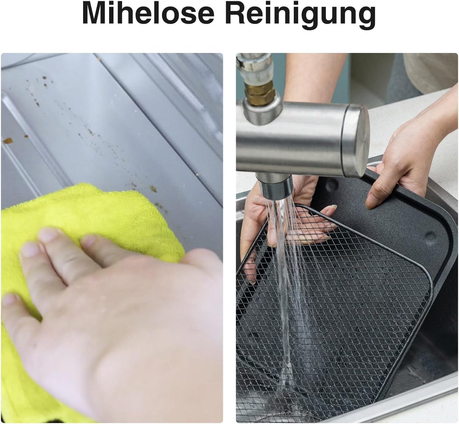12L Heißluftfritteuse, 12-in-1-Heißluftfritteuse mit 8 Zubehörteilen, Backofen, Grill, Dörrgerät, 1800-W-Luftfritteuse ohne Öl mit 2 großen Sichtfenstern, 80-200 °C, Schwarz – Bild 8