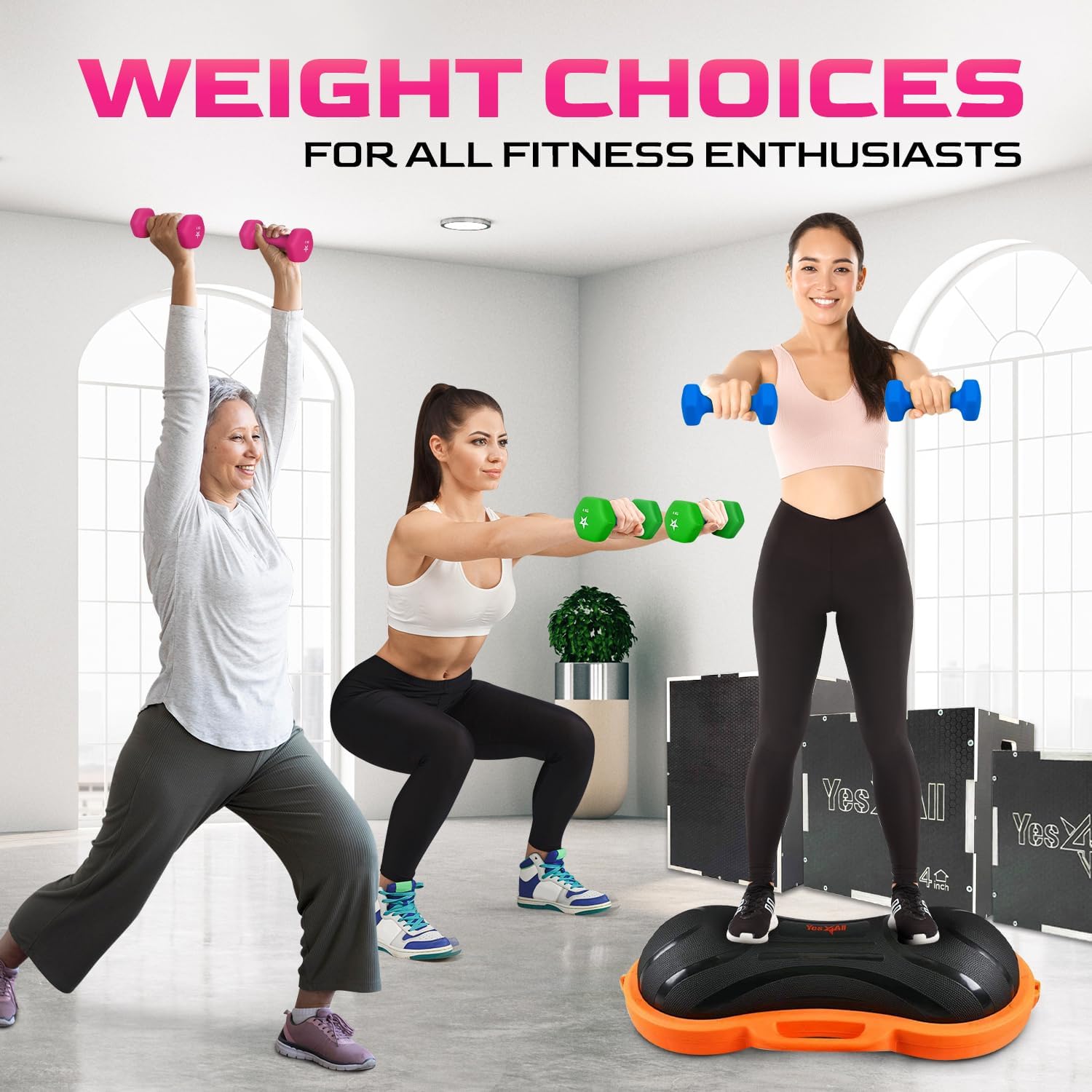 Yes4All Neopren Hanteln Set Gewichte, 2er-Sets, 1kg, 1,5kg, 2kg, 3kg, 4kg, 5kg, Hanteln Set für Krafttraining Yoga Pilate – Bild 5