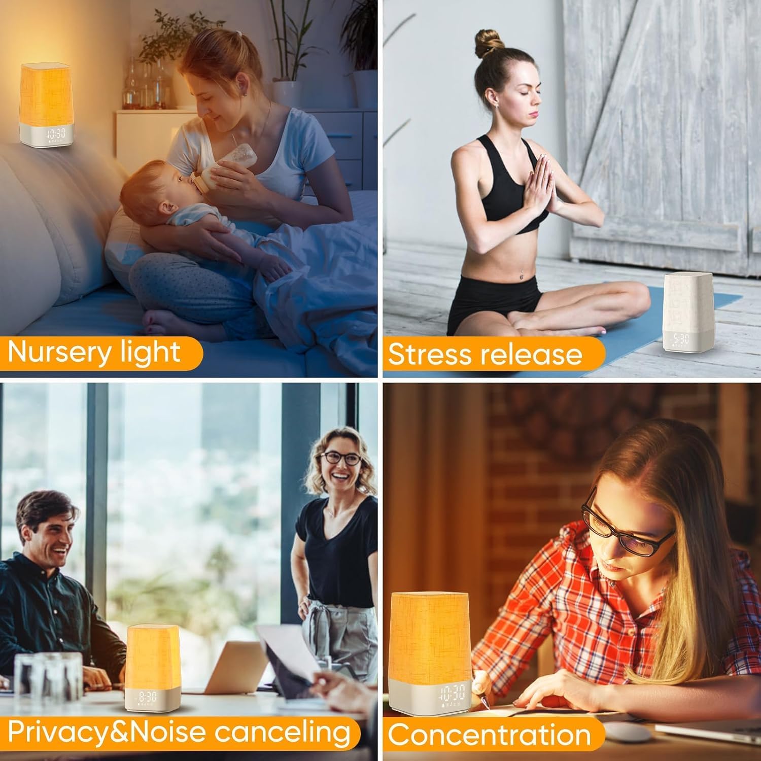 Tageslichtwecker mit 30 natürlichen Geräuschen, Wecker mit Licht-Sonnenaufgang, dimmbare Nachttischlampe mit Ladefunktion, Lichtwecker, Einschlafhilfe und Timer, Geschenke für Mutter und Vater, Frauen und Männer – Bild 6
