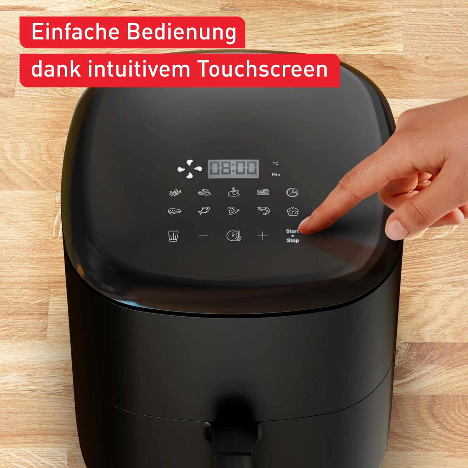 Tefal Easy Fry Max Heißluftfritteuse – 5 l Airfryer, kompakt, für knusprige Chips und saftiges Fleisch, mit wenig Öl, Antihaftbeschichtung, spülmaschinenfester Korb, energiesparend, Schwarz, EY2458 – Bild 5