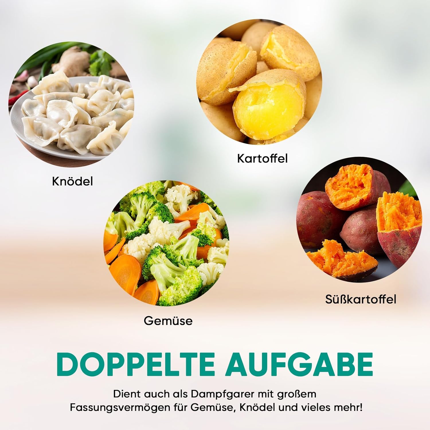 2-stufiger elektrischer Dampfgarer zum Kochen, Multi-Gemüsedampfgarer mit BPA-freien stapelbaren Körben, schneller Eierkocher mit automatischer Abschaltung, ideal für Gemüse, Meeresfrüchte – Bild 3