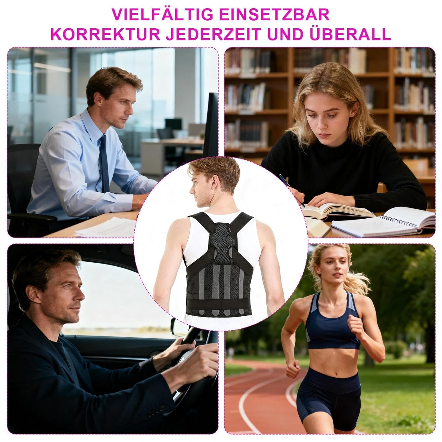 Rückenglätter-Haltungstrainer, atmungsaktiver Haltungskorrektur-Rückenstützgürtel für Männer und Frauen für Büro, Arbeit, Fahren, Sport – Bild 7