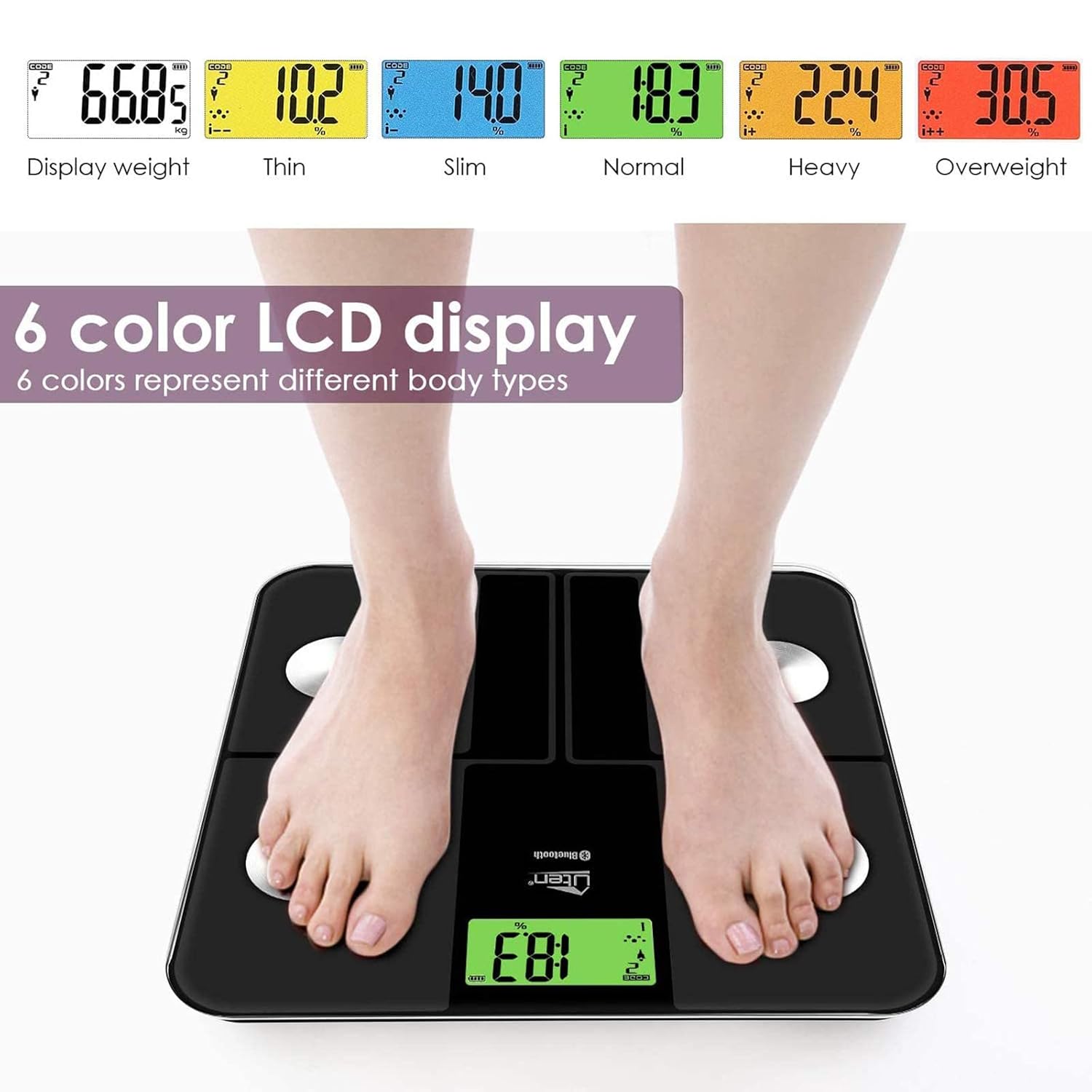Digitale Personenwaage Körperfettwaage Uten Bluetooth Körperwaage Digitale Körperanalysewaage mit App Körperanalysegerät Gewichtswaage 180 kg 400 lb – Bild 3