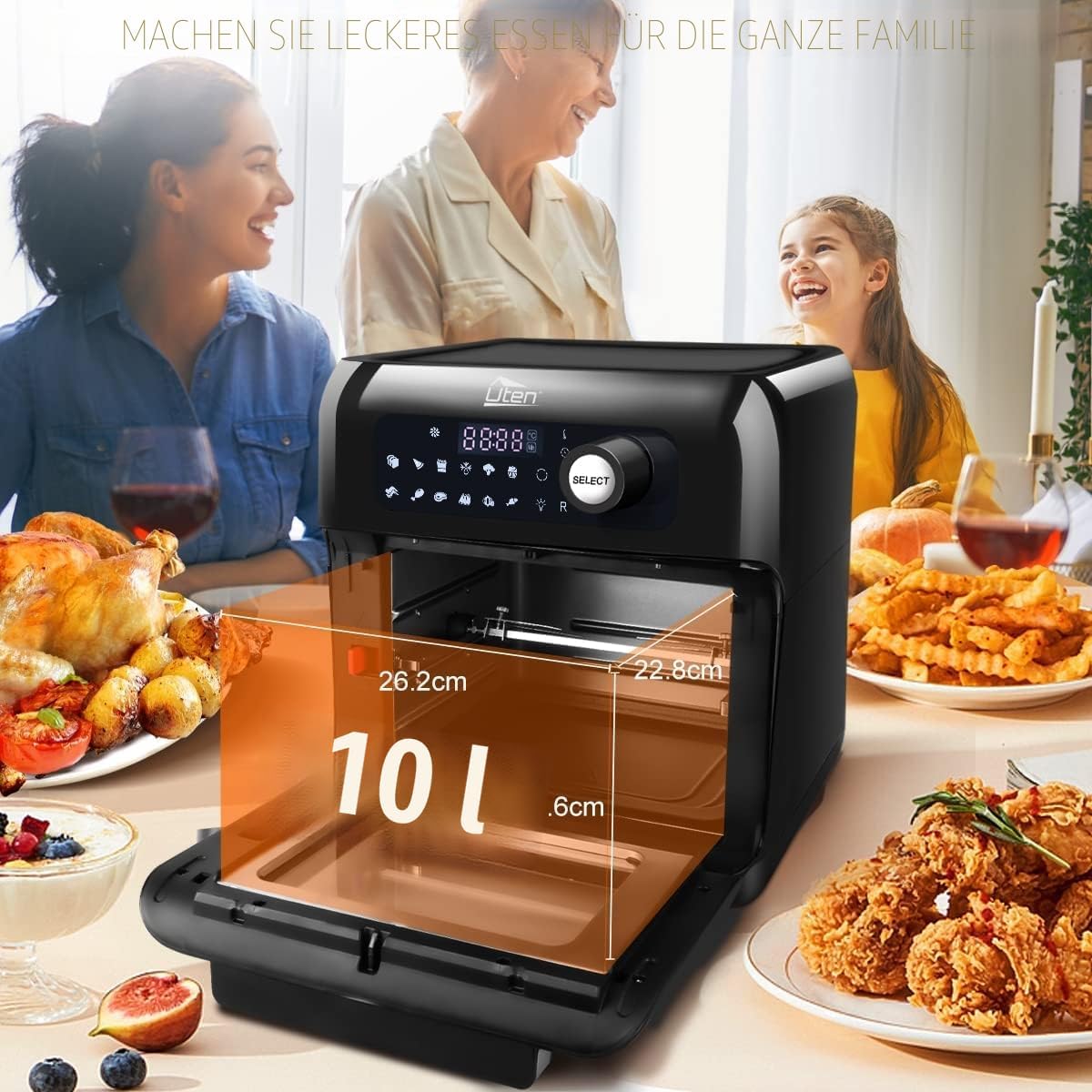 Uten Heißluftfritteuse, Frittieren ohne Öl, Multifunktions-Luftfritteuse – Bild 8
