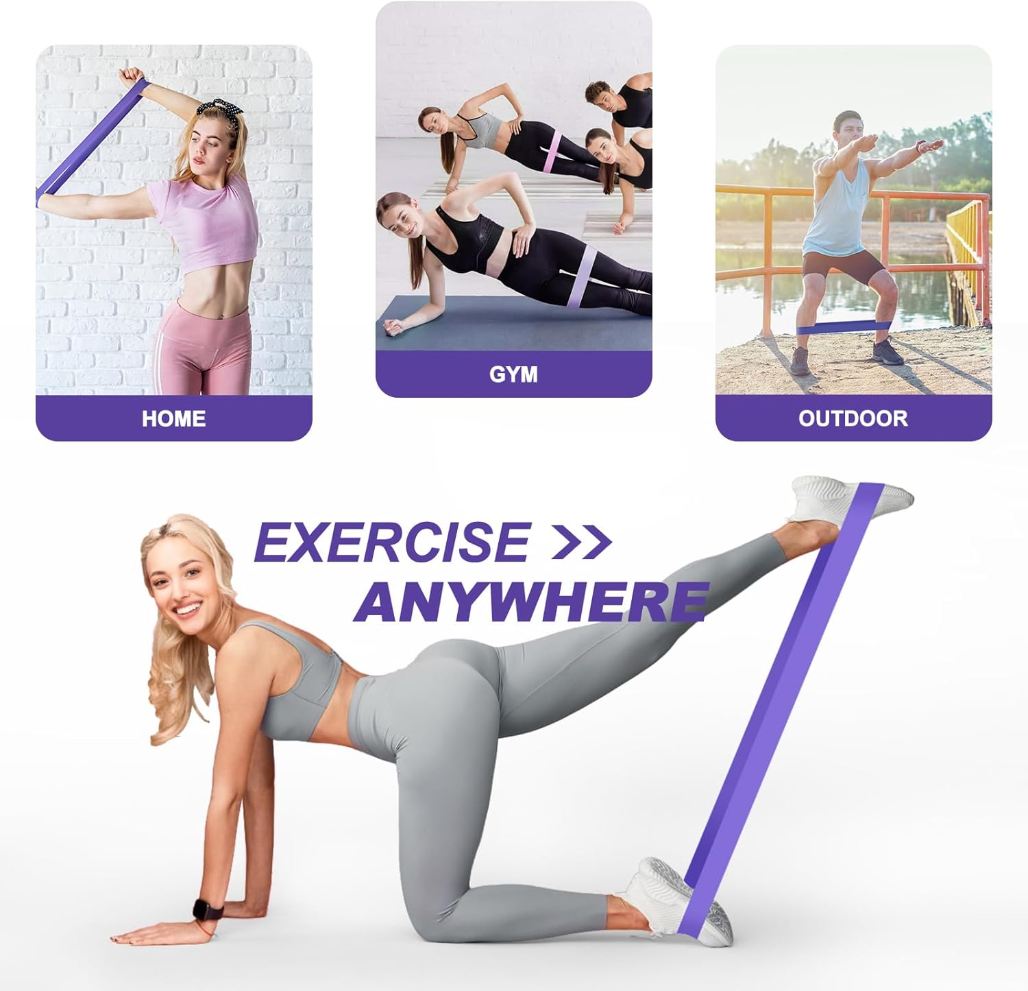 Fokky Fitnessbänder (5er Set), 100% Naturlatex Resistance Bands Widerstandsbänder mit Übungsanleitung auf Deutsch & Tragebeutel, Gymnastikband Fitnessband für Muskelaufbau Pilates Yoga – Bild 7