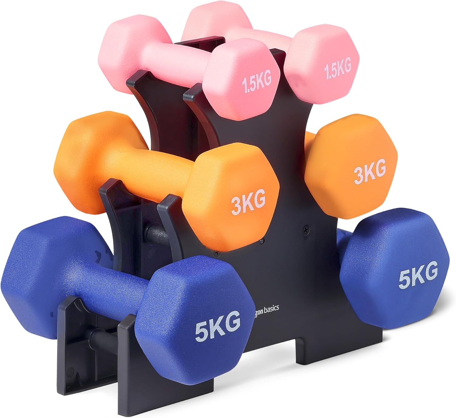 Amazon Basics Neopren Hanteln Gewichte (2er-Sets, 1kg - 5kg Hanteln)