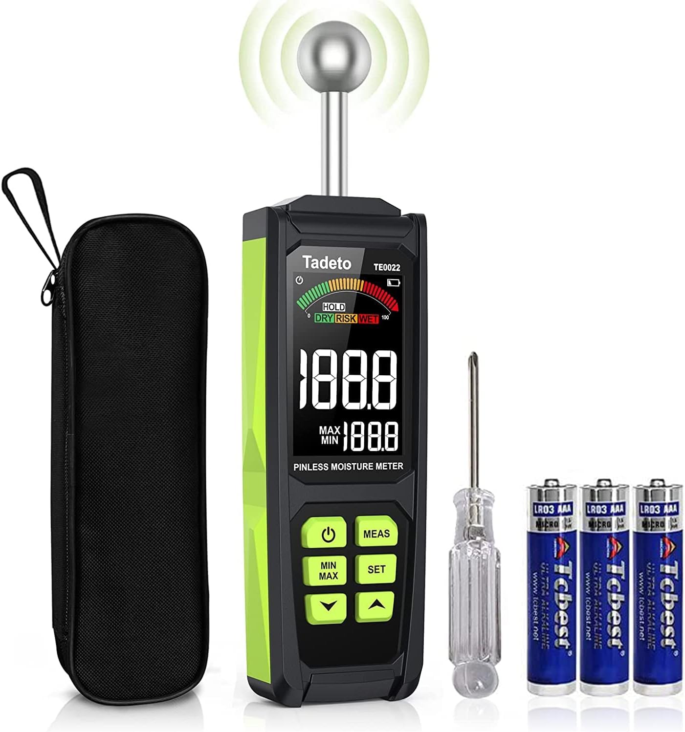 Feuchtigkeitsmesser, Tadeto Feuchtigkeitsmesser 20-40 mm Analysetiefe mit Farb-LCD Alarmfunktion Haltefunktion Feuchtigkeitsmesser für Wände, Holz, Mauerwerk, Beton, Putz, Baumaterialien