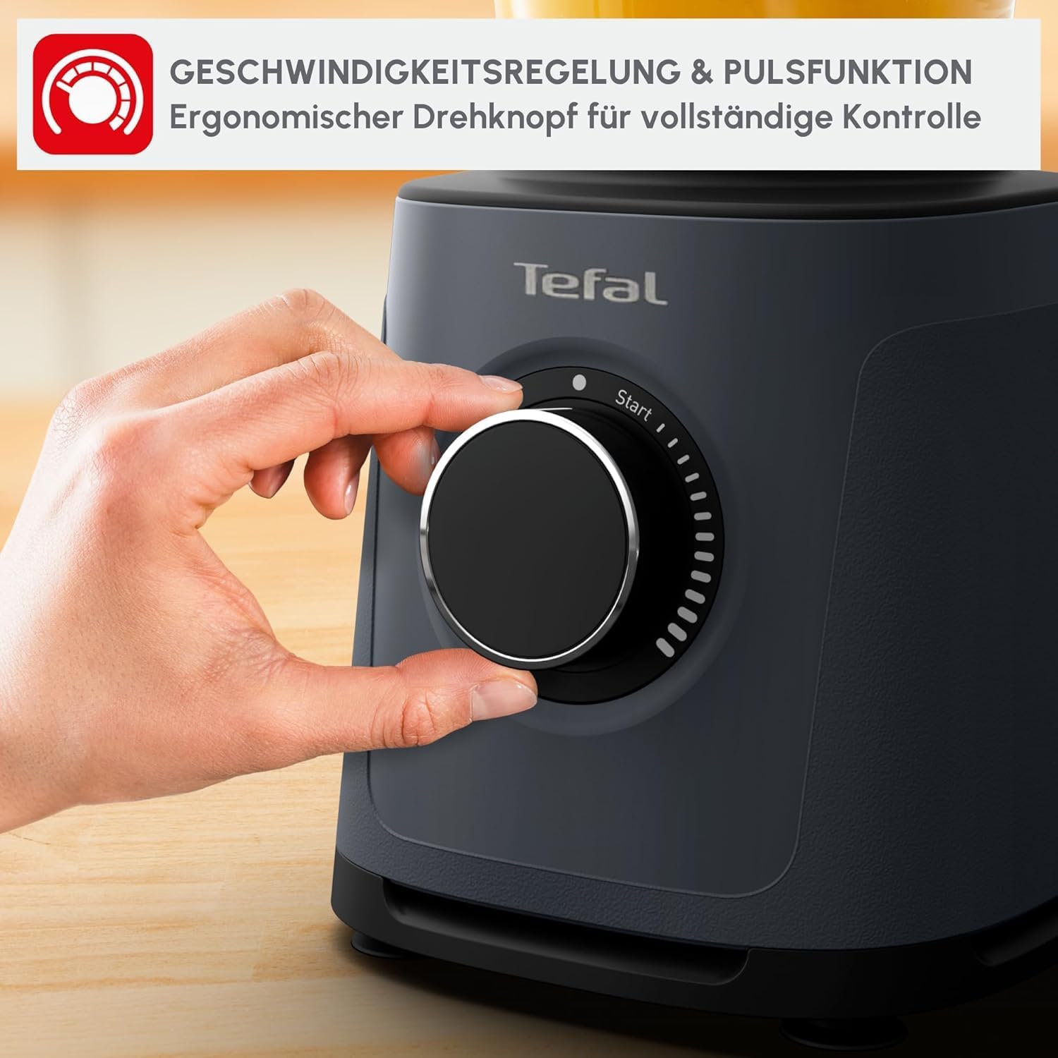 Tefal PerfectMix Essential BL771BF0 Hochgeschwindigkeitsmixer, stufenlos einstellbare Geschwindigkeit, Pulse-Funktion, abnehmbare Powelix-Klingen, hitzebeständiger 2-Liter-Glasbehälter, 1200 W, Grau – Bild 3