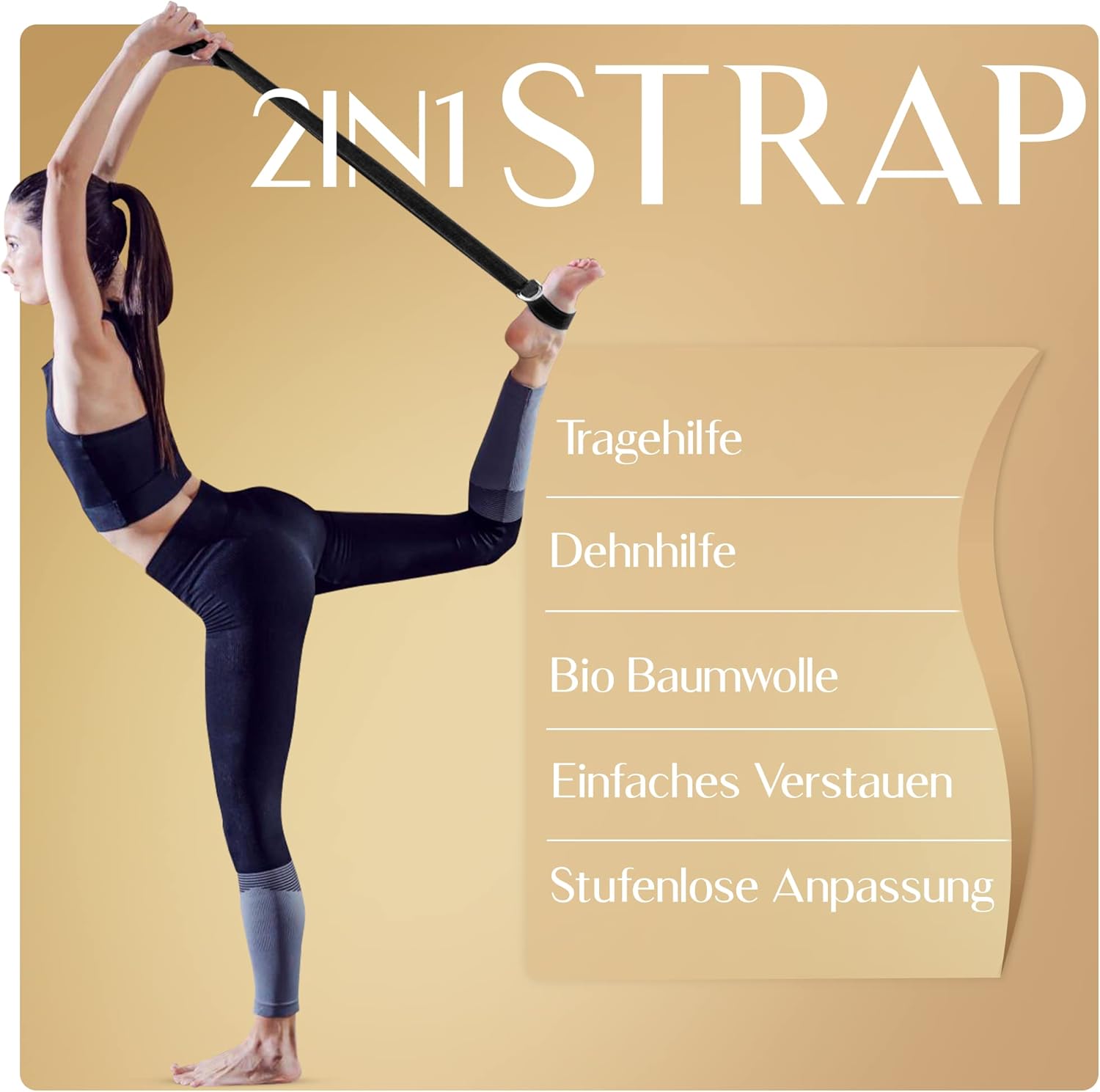 Premium 2-in-1 Yogamatte aus Kork & Naturkautschuk mit Tragegurt 183 x 61 x 0,4 cm (groß) – Gymnastik- & Pilatesmatte rutschfest, 100 % nachhaltig, schadstofffrei – Bild 3