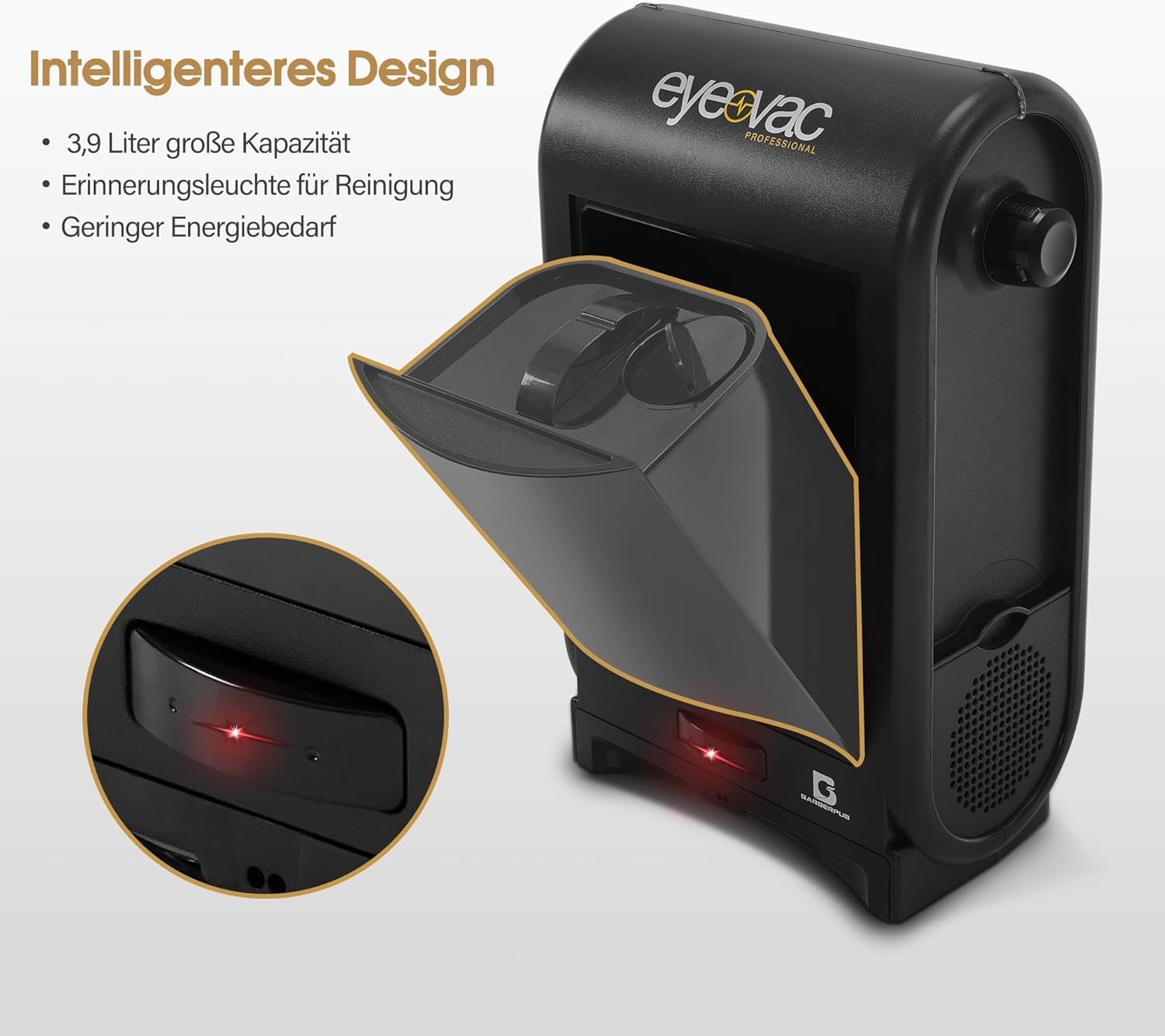 Barberpub Elektrischer Kehrbesen Haarstaubsauger mit Sensor Automatik S200BK, Roboterstaubsauger mit Kabel, Stabstaubsauger & Haarstaubsauger, Bodenstaubsauger Friseur Profibedarf Salonbedarf, 1400 W (Schwarz) – Bild 5