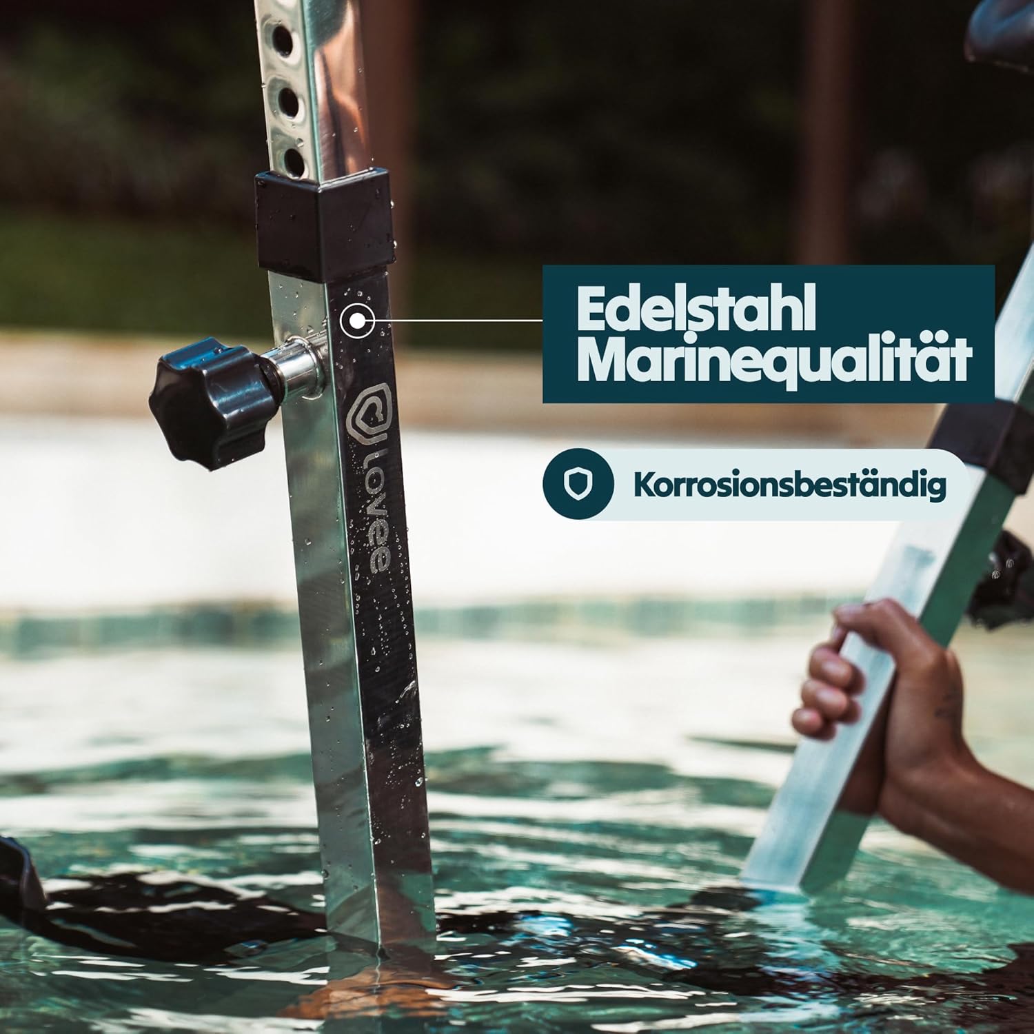 LOVEE Aquabike V2 Doppelmodus-Sport- und Komfort-Poolfahrrad – Edelstahl 316, Chlor- und Meerwasserbeständigkeit – kann auf allen Beschichtungen verwendet werden – 1,10 m bis 1,50 m Tiefe – Bild 3
