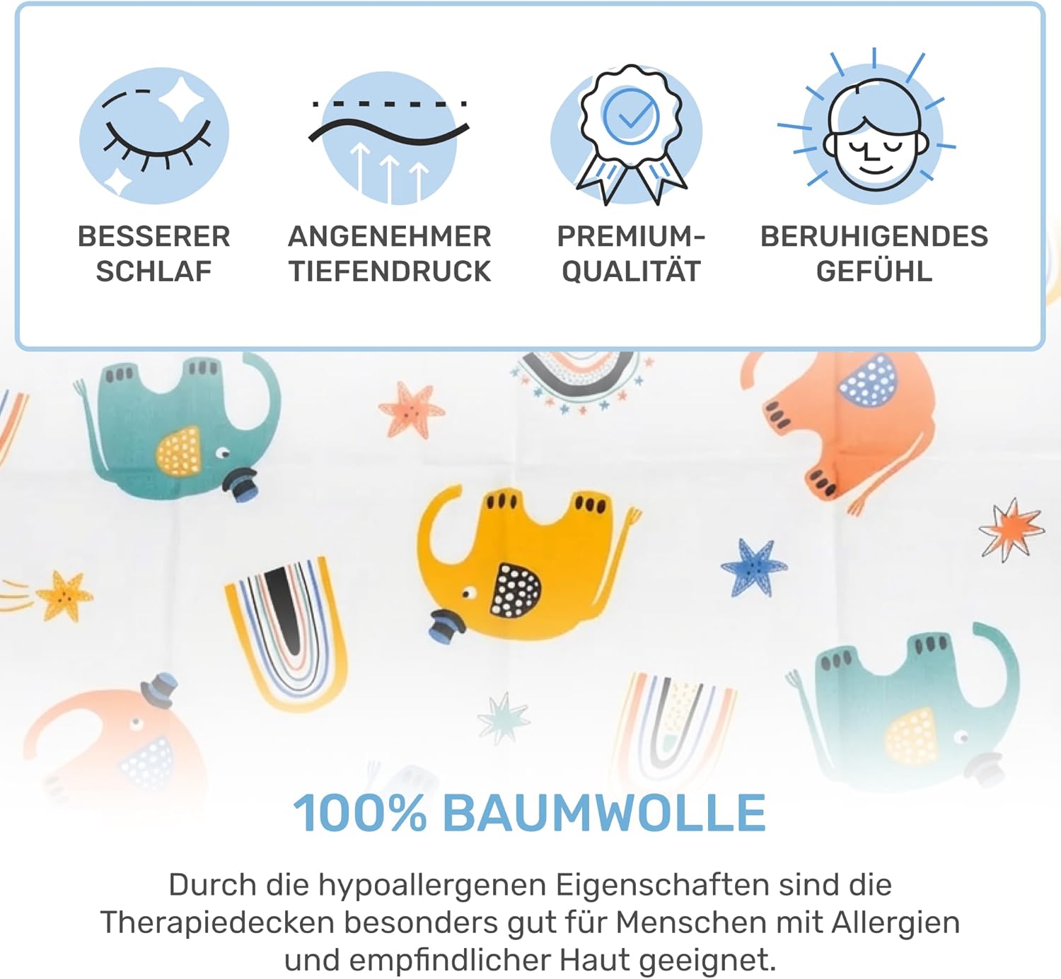 Dailydream Gewichtsdecke für Kinder, 90 x 120 cm, 2,5 kg, Weltraum-Motiv, 100 % Baumwolle mit Glasperlenfüllung, schwere Decke zum Schlafen, Gewichtsdecke, Therapiedecke, Körpergewicht 20–35 kg – Bild 4