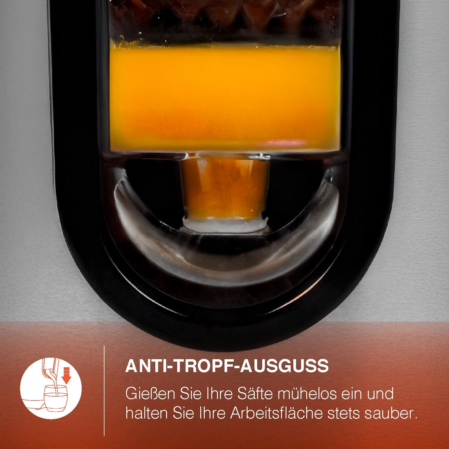 H.Koenig Elektrische Zitruspresse AGR80 BPA-frei, Orangen-, Zitronen-, Grapefruitsaft, schnell, automatisch, leise, leistungsstark, 160 W, Tropfstopp, spülmaschinenfest, Silber, 160 W – Bild 4