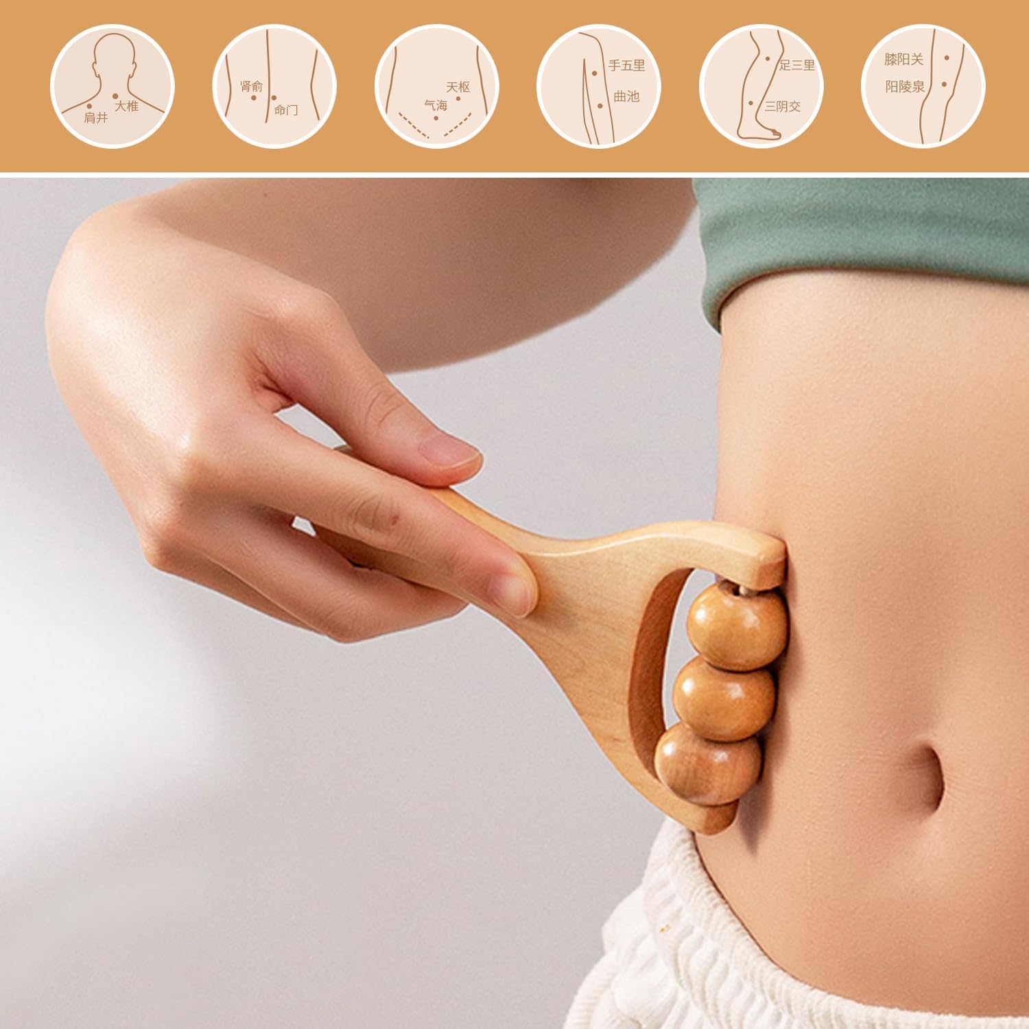 2 Stück Rollenmassagegerät, Holzrollerballmassagegerät, Beinmuskel-Entspannungsgerät, Muskelmassagegerät, geeignet für Männer und Frauen Erwachsene – Bild 5