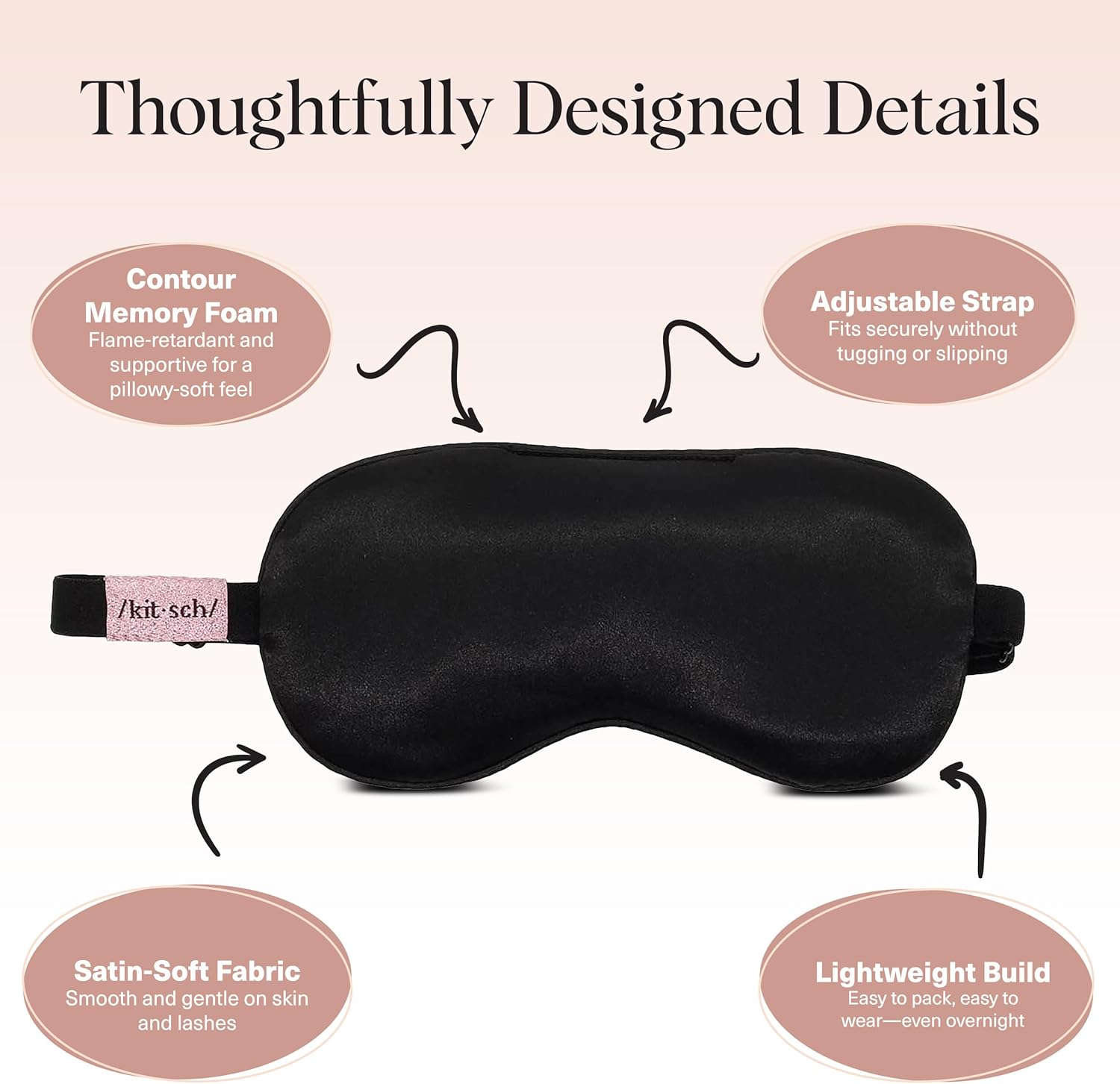 Kitsch Beschwerte Satin-Schlafmaske – Beschwerte Augenmaske für Schlaf und Reisen – Lavendel-Schlafmaske für Männer und Frauen – Lichtblockierend, verstellbar, ultraweich (116 g) – Bild 3