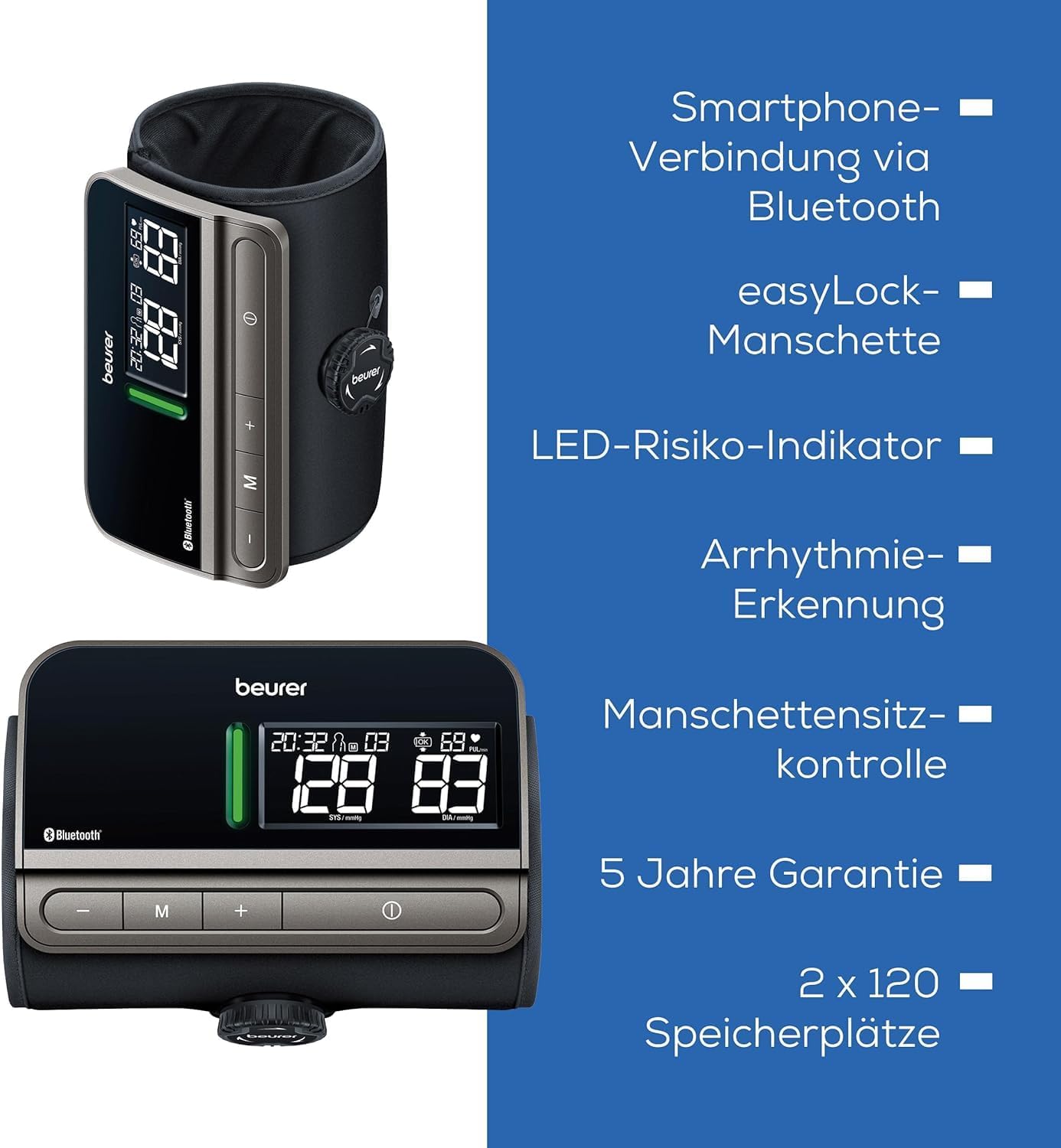 Beurer BM 81 easyLock Oberarm-Blutdruckmessgerät, einfache Bedienung ohne Kabel, klinisch validiert, Manschette mit Schraubverschluss, sanfte und schnelle Messung, Datenübertragung an Apple Health und Co – Bild 9