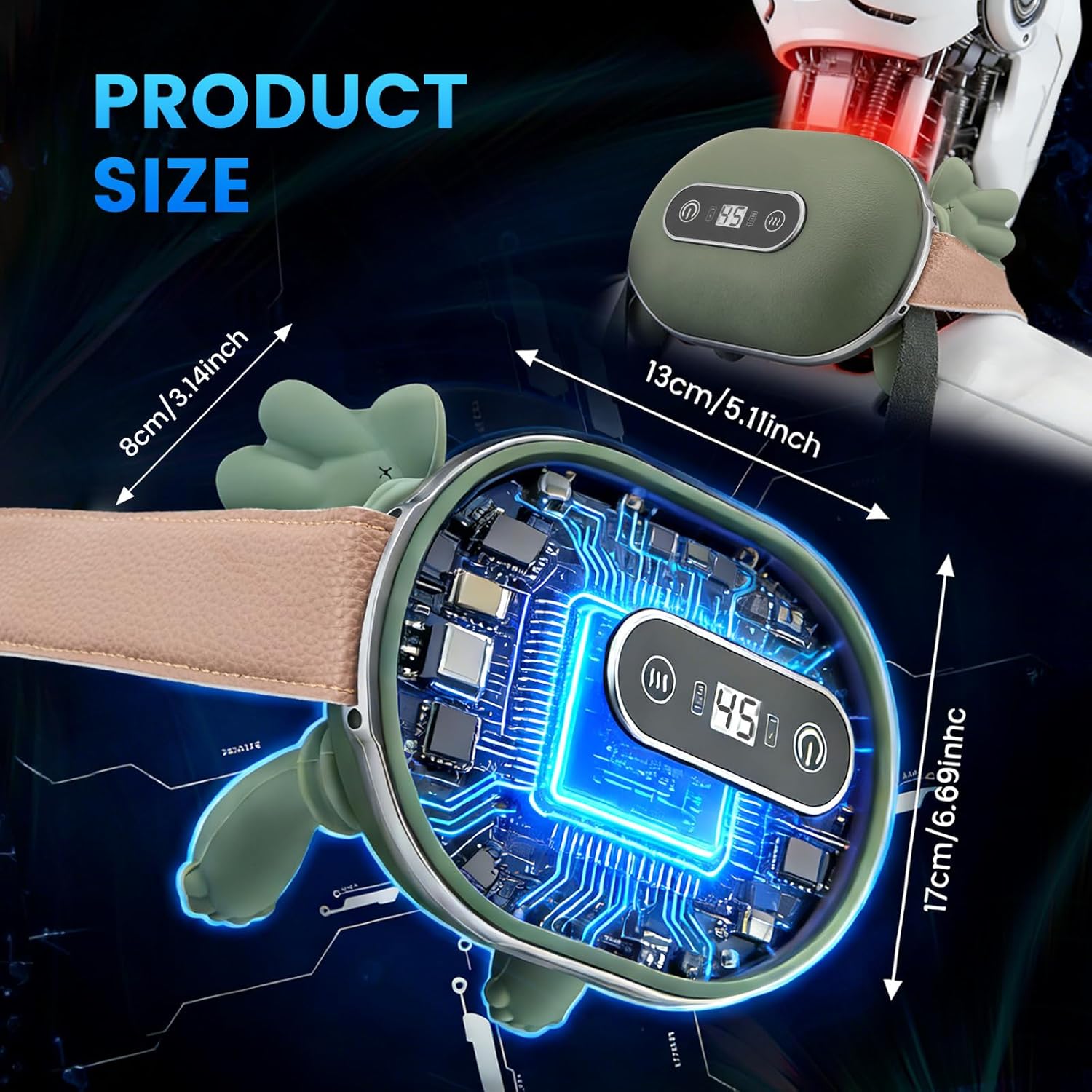 4D Nackenmassagegerät, Massagegerät Nacken mit 3 Massageeinstellungen & Wärme, Touchscreen-Tasten, Tragbares Nacken- und Schulter-Shiatsu-Massagegerät für Zuhause, Büro & Reise – Bild 7