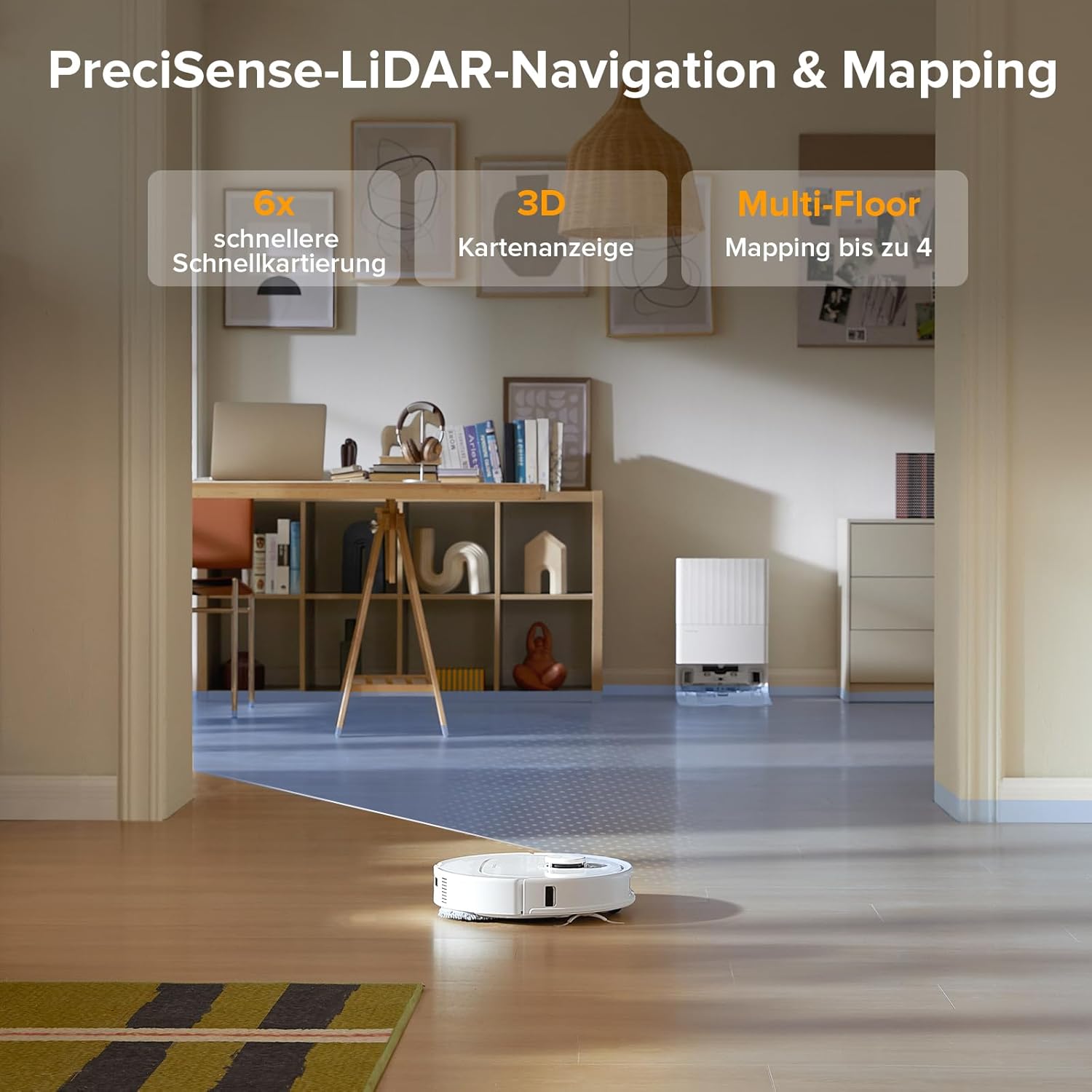 roborock Qrevo Series Roboterstaubsauger mit Wischfunktion, 8000 Pa Saugleistung (verbessert durch Qrevo S), Anti-Tangling-Seitenbürste, Hindernisvermeidung, LiDAR-Navigation, All-in-One-Dock, Weiß (QV 35A-Set) – Bild 8