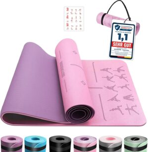 Yogamatte, TPE 6 mm dick, hautfreun...