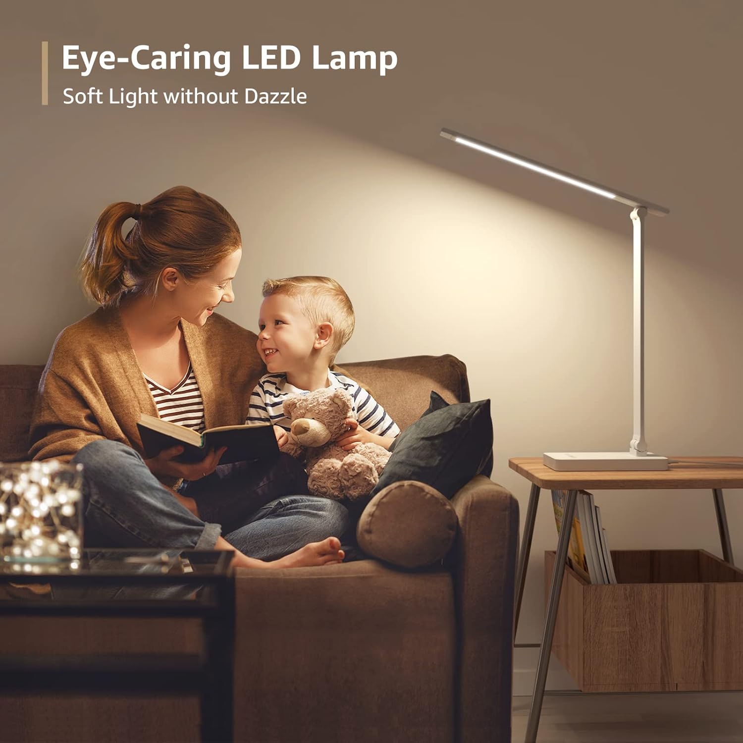 Lepro LED-Schreibtischlampe 15 W, dimmbare Tischlampe 655 lm mit 3 Farbmodi & 5 Helligkeitsstufen, USB-Anschluss, Augenschutz-Leselampe für Büro, Arbeitszimmer, Nachttisch & Lesen, Weiß (2 Stück) – Bild 4
