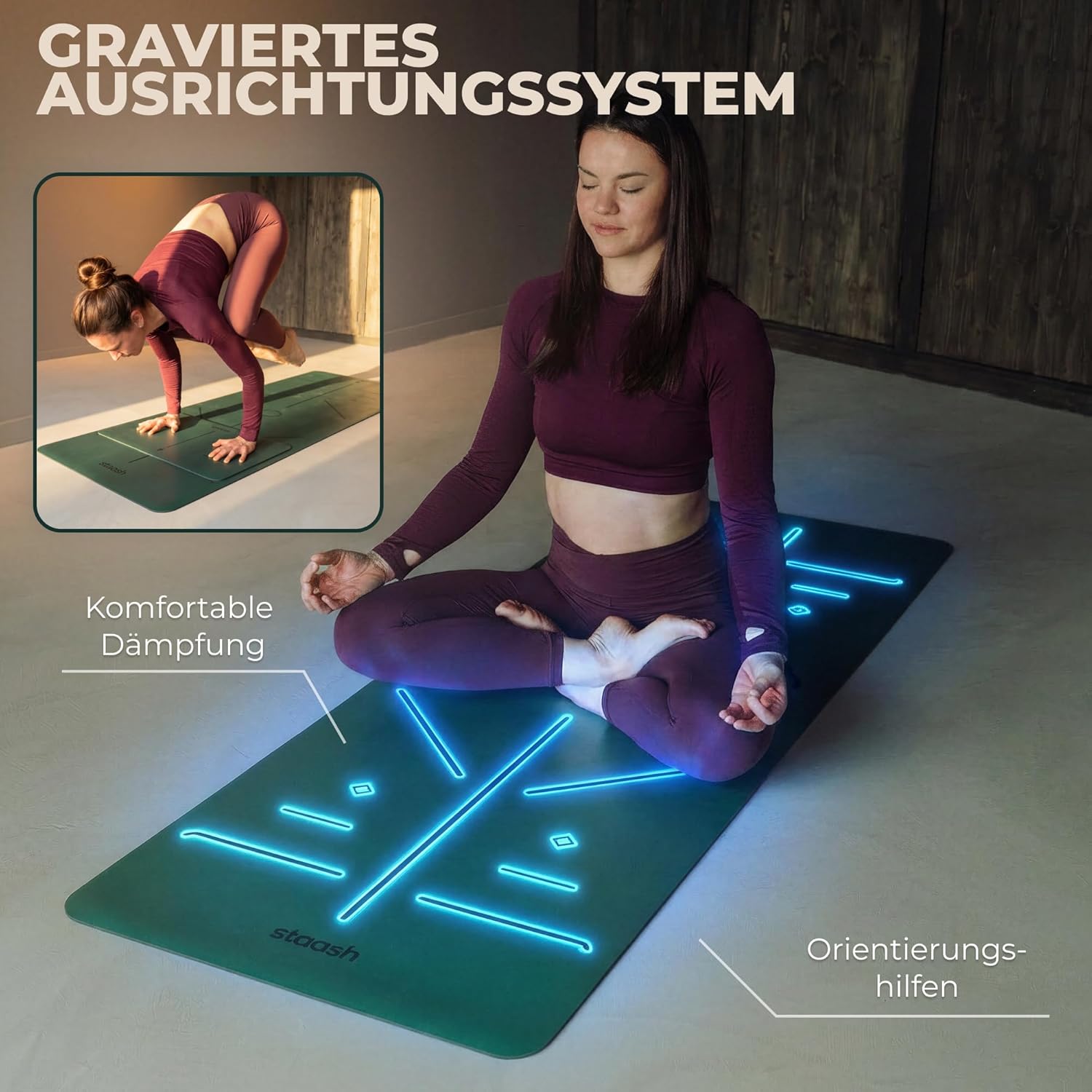 STAASH Premium Yoga Set – Yogamatte aus PU & Naturkautschuk + Mikrofasertuch + Yogagurt + Handpolster – Ultra Grip, umweltfreundlich & Studioqualität für anspruchsvolle Yogis – Bild 4