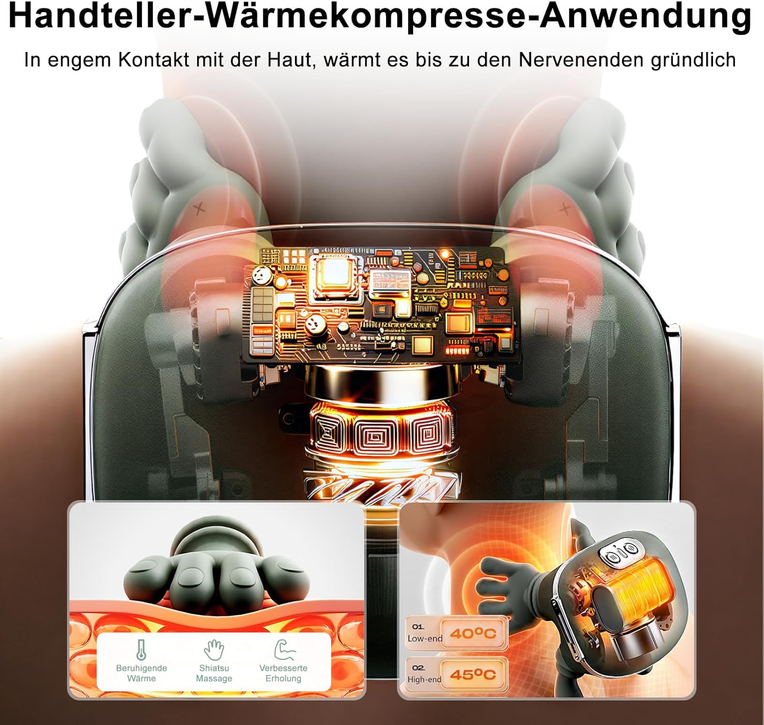Massagegerät, Rückenmassagegerät Massage Master, Massage Master, 4D-Nackenmassagegerät, beheizter Nacken, 3 Massageeinstellungen & 2 Wärmeeinstellungen, für Zuhause, Büro, Reisen (grün, Einheitsgröße) – Bild 2