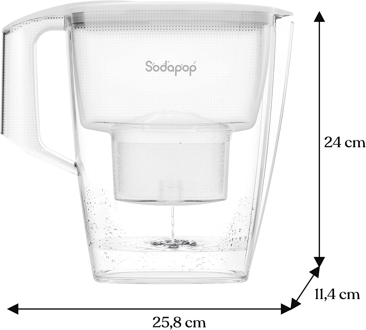 Sodapop Selina Wasserfilterkanne mit 1x Filterkartusche, 3 l Fassungsvermögen, spülmaschinenfest, weiß – Bild 2