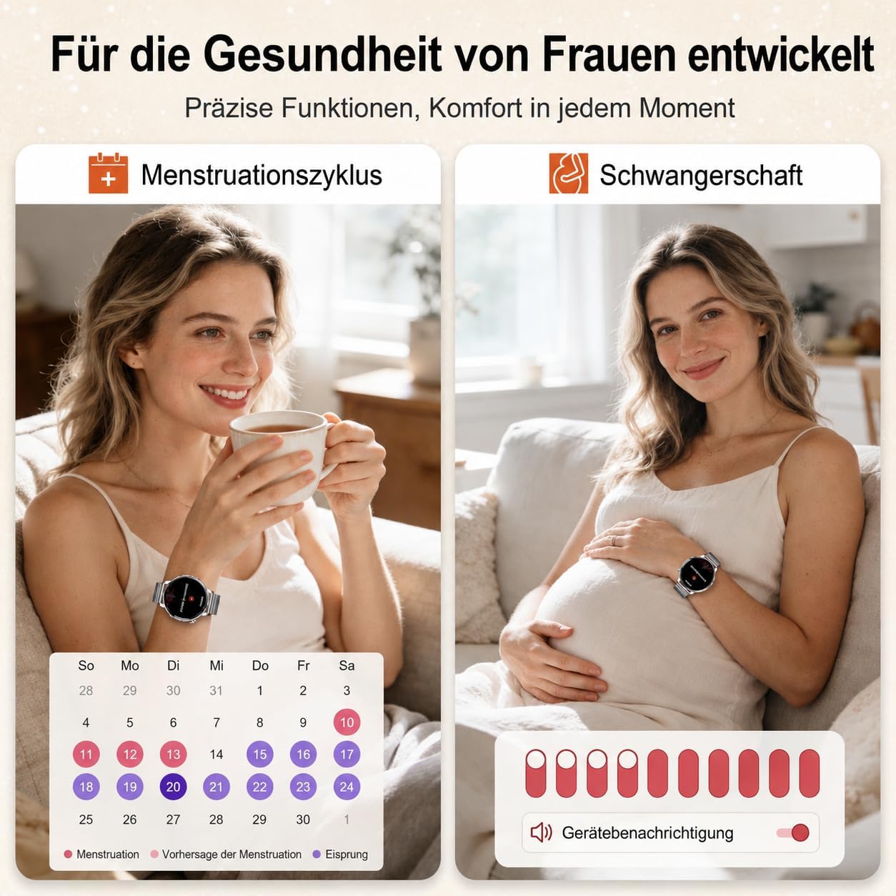 Efolen Damen Runde Smartwatch 1,27 Zoll HD Smartwatch mit Telefonfunktion, 120+ Sportmodi, IP68 wasserdichte Fitnessuhr mit Herzfrequenz-SpO2-Schlafmonitor, Fitness-Tracker für Android iOS Roségold – Bild 6