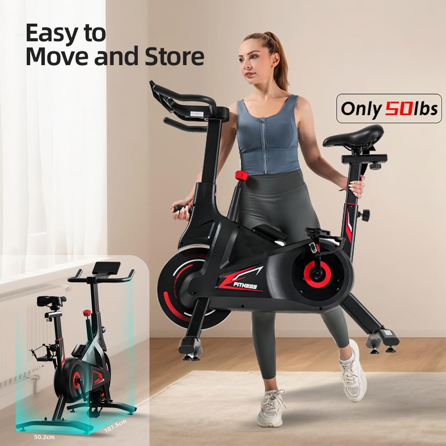 Bluearth Heimtrainer Fahrrad mit magnetischem Widerstand, Hometrainer Fahrrad mit Smart App, Leise & Bequem Indoor Spinning Bike mit Immersivem Erlebnis und Live-Kursen, Max. 150 kg – Bild 6
