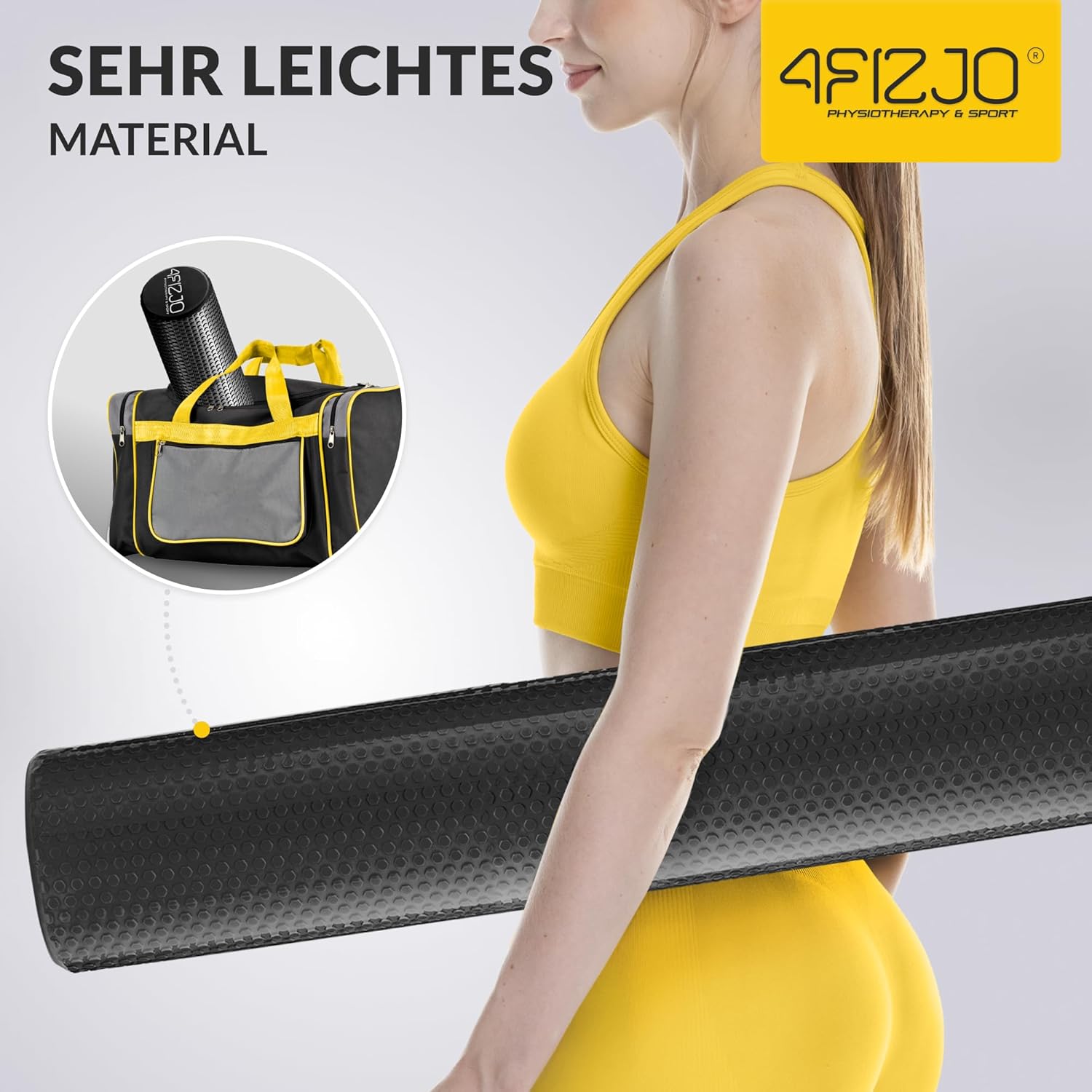 4FIZJO Faszienrolle mit Noppen aus EVA-Schaum, Durchmesser 15 cm, Länge 90 cm, Massagerolle, Rückenrolle, leicht, langlebig, mittlere Härte, Faszientraining, Massagetraining, schwarz – Bild 8