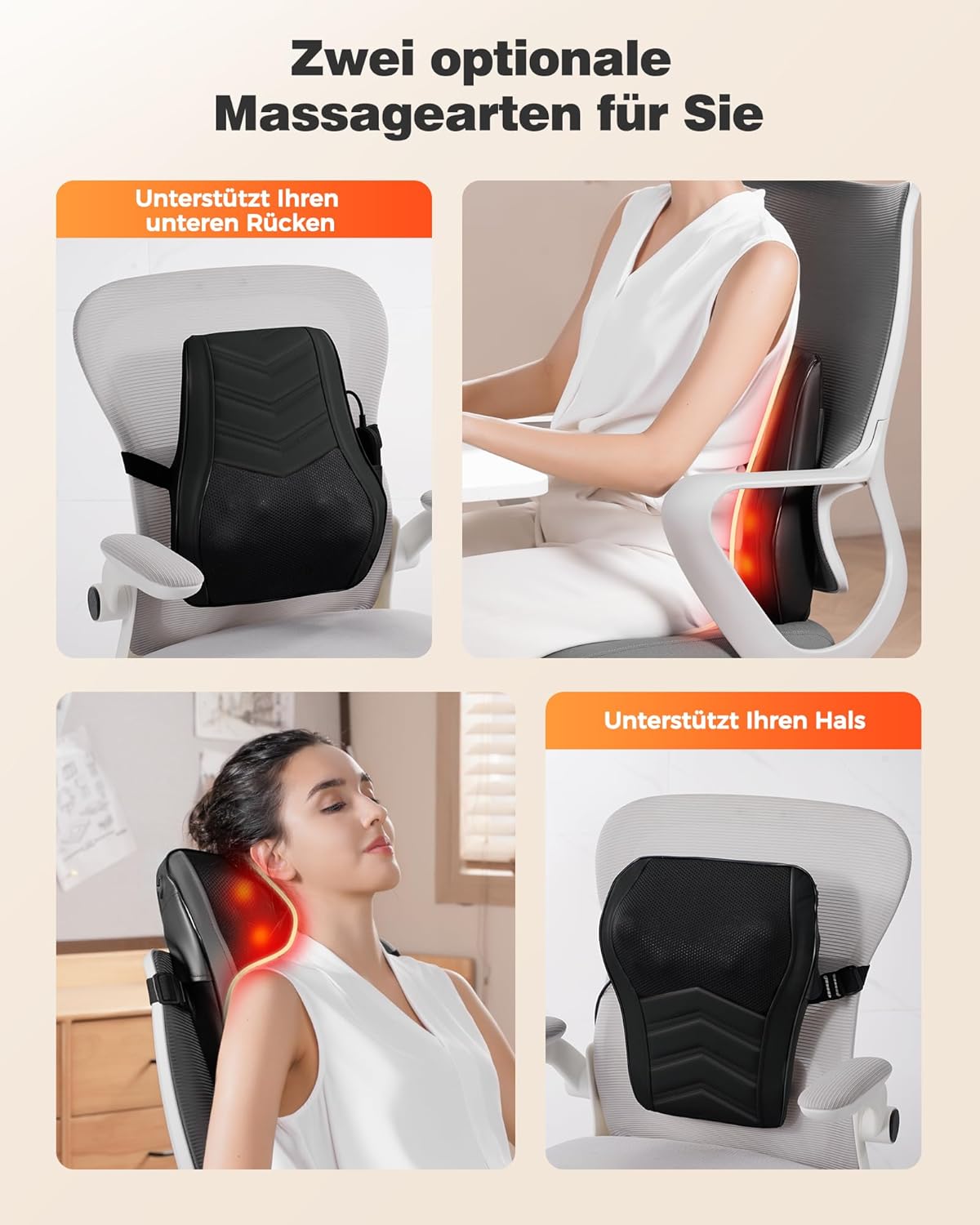 Boriwat Nackenmassagegerät mit Wärme, Shiatsu-Massagegerät 3D-Knet-Rückenmassagegerät, Massagekissen für Nacken, Schulter, Rückenschmerzen, Geschenke für Frauen, Männer, Papa, Mama – Bild 6