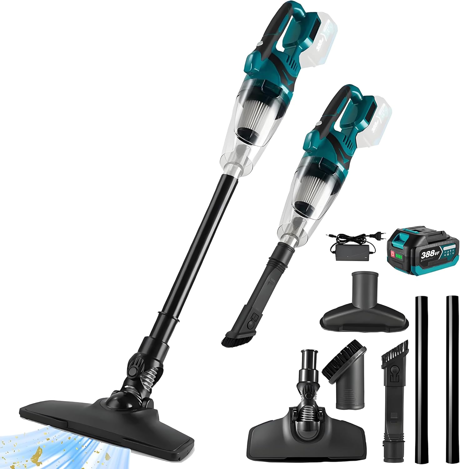 Akku Staubsauger für Makita Akku 18V, Starke 10000Pa Kabelloser Handstaubsauger Akku mit LED-Beleuchtung und großem 750ml Staubbehälter für Auto, Zuhause (Blau mit 1 Akku)