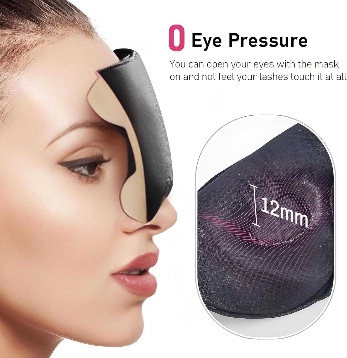 3D-Schlafmaske aus Seide mit Augenmuscheln – Verdunkelungs-Schlafmaske für Männer und Frauen – Augenmasken zum Schlafen überall – Verdunkelungs-Augenmaske, Augenschlafmaske aus Maulbeerseide für Frauen – Bild 5