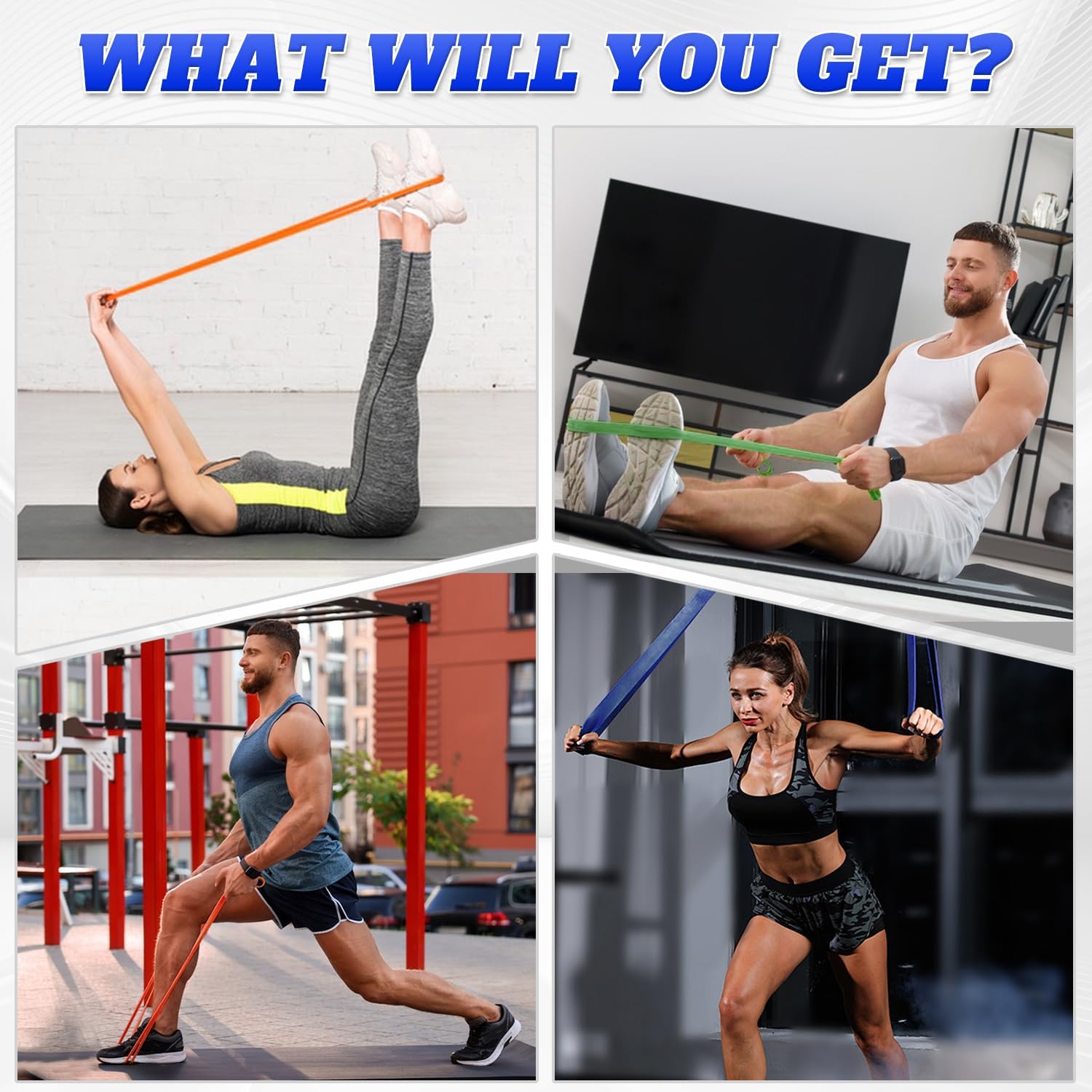 Fitnessbänder, Widerstandsbänder mit 4 Stufen, Widerstandsbänder für Männer und Frauen, Fitnessband-Set, Trainingsbänder für das Training, Klimmzughilfe – Bild 8